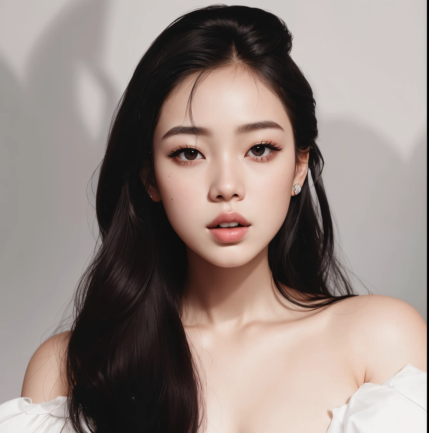 Un primer plano de una mujer con cabello largo con un vestido blanco, Blackpink Jennie, Hermosa mujer surcoreana, Gongbi, Parque Ji-min, Jinyoung Shin, Heonhwa Choe, maquillaje popular de Corea del Sur, Hermosa joven coreana, Lee Ji-eun, Lee Ji - Eun, Taejune Kim, Jossi de Blackpink, maquillaje coreano popular