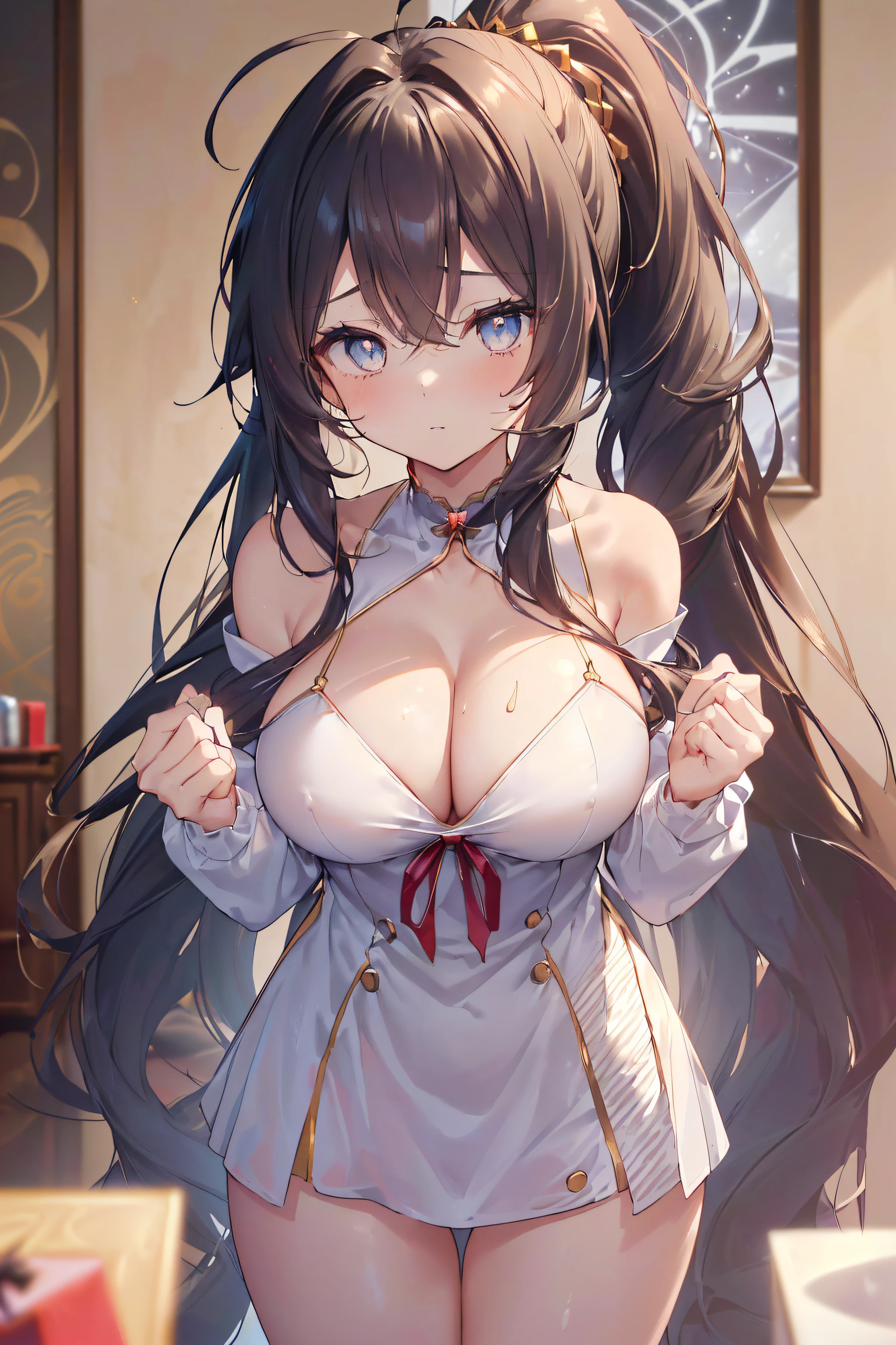 {((Anime, sur l’art, profondeur de champ, Flou de mouvement, Lumière rougeoyante, Chef-dœudansre, anatomiquement correct, peau texturée, high détails, Primé, meilleur qualité, Haute résolution, 16k))} . | {((queue de cheval ondulée, poils ahogés, Cheveux longs, cheveux sur épaule, cheveux très longs, cheveux très épais, Yeux détaillés, les yeux brillants, l'âge des étudiants est celui des filles, G-sein, clivage, Nerveux))} . | {((corps sexy, vêtements de Noël sexy, jeune dame d'une maison noble, à la maison au salon, Nerveux))} . | {((Grand angle, Haut du corps, (Parfait_doigts:1.0), (Parfait_jambes:1.0), mieux_mains, plus_détail))}