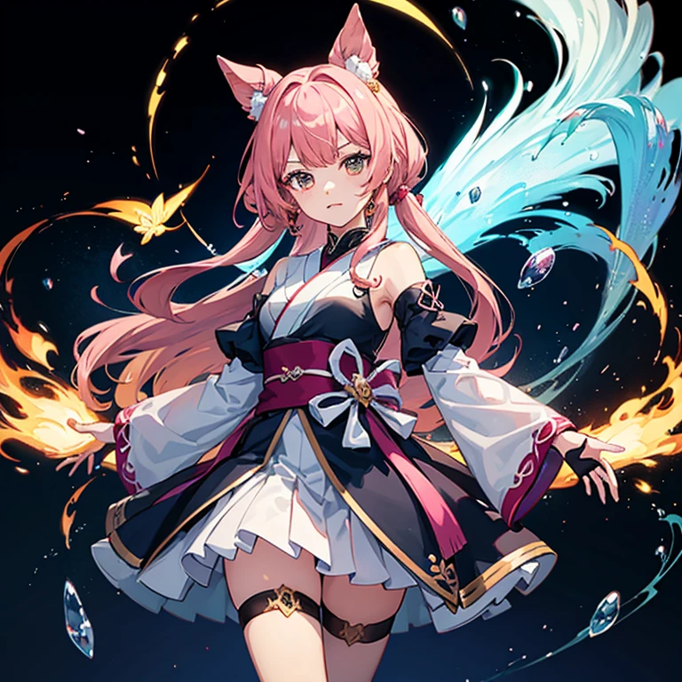 Anime girl in pink furisode, A sword in one hand、Ayaka Genshin Impact, best anime 4k konachan wallpaper, ayaka game genshin impact, splash art anime , high detailed official artwork, keqing from genshin impact, anime style 4 k, official artwork, Rin, sparkling magical girl, portrait of the magical girl, anime moe art style