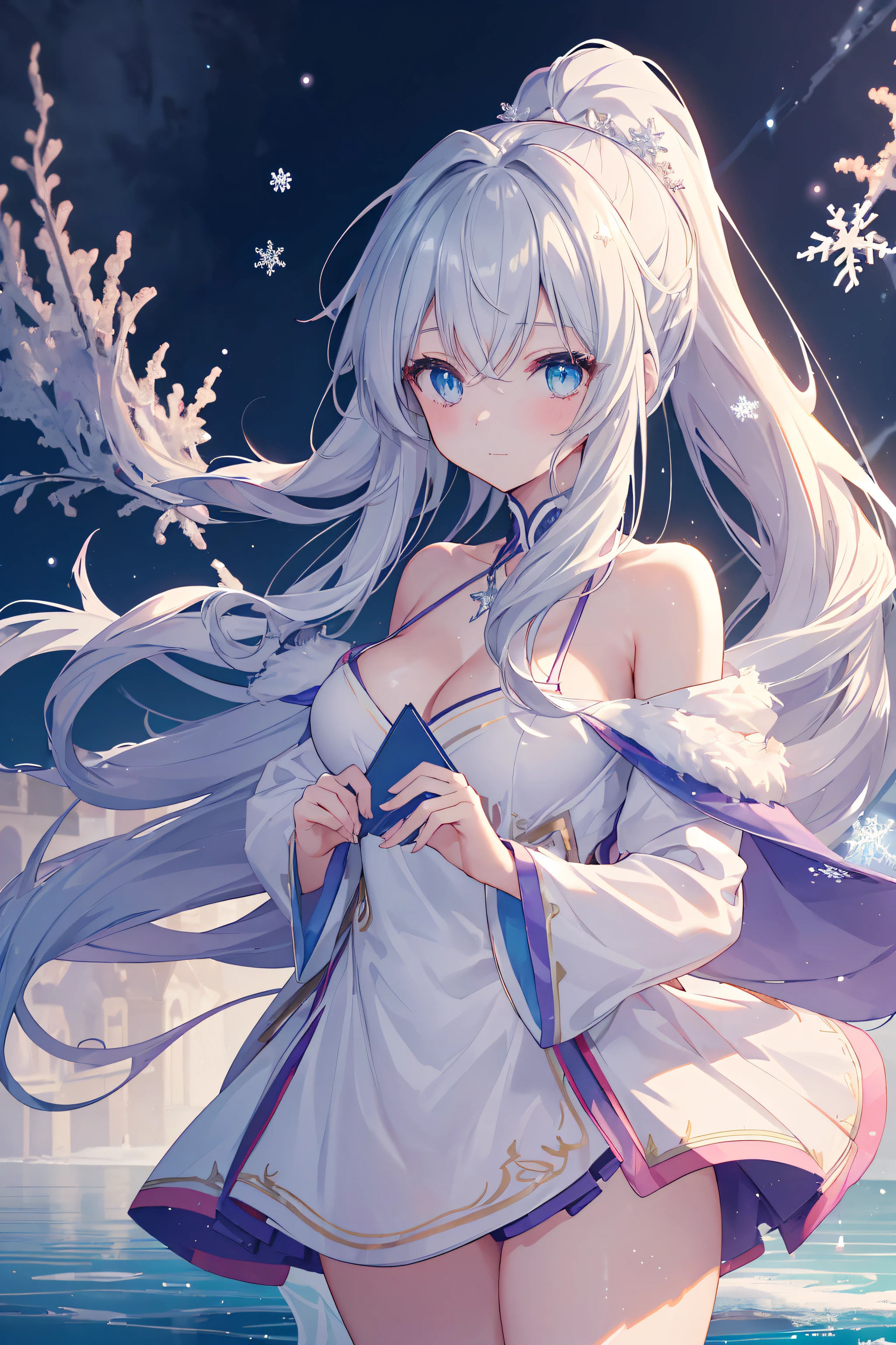 {((Anime, sur l’art, profondeur de champ, Flou de mouvement, Lumière rougeoyante, UHD, rétine, Chef-dœudansre, ccurate, anatomiquement correct, peau texturée, Super détail, high détails, de la haute qualité, Primé, meilleur qualité, Haute résolution, 16k))} . |
{((Plusieurs filles, l'âge des étudiants est celui des filles, queue de cheval ondulée, cheveux sur épaule, cheveux très longs, cheveux très épais, Yeux détaillés, Yeux scintillants, G-sein, clivage, joyeux))} . |
{((corps sexy, avec beaucoup de vêtements chauds, vêtements en coton))} . |
{((Lac gelé, Étincelles, Flocons, Chute d’étoiles))} . |
{((Grand angle, Haut du corps, (Parfait_doigts:1.0), (Parfait_jambes:1.0), mieux_mains, plus_détail))}