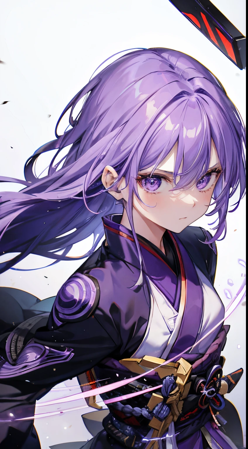 raiden shogun, purple hair, long hair