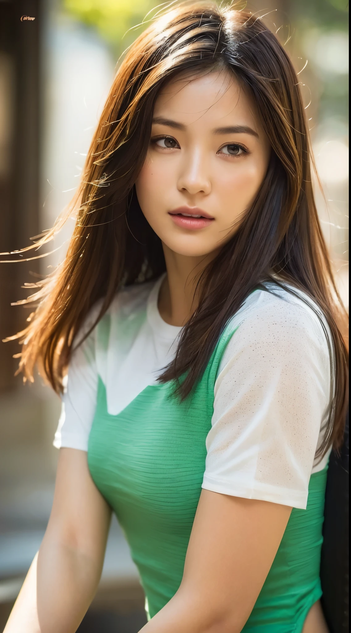 dressed, (photo realistic:1.4), (hyper realistic:1.4), (realistic:1.3),
(smoother lighting:1.05), (increase cinematic lighting quality:0.9), 32K,
1girl,20yo girl, realistic lighting, backlighting, light on face, ray trace, (brightening light:1.2), (Increase quality:1.4),
(best quality real texture skin:1.4), finely detailed eyes, finely detailed face,
(tired and sleepy and joy), (laugh:0), face closeup, t-shirts,
(Increase body line mood:1.1), (Increase skin texture beauty:1.1)