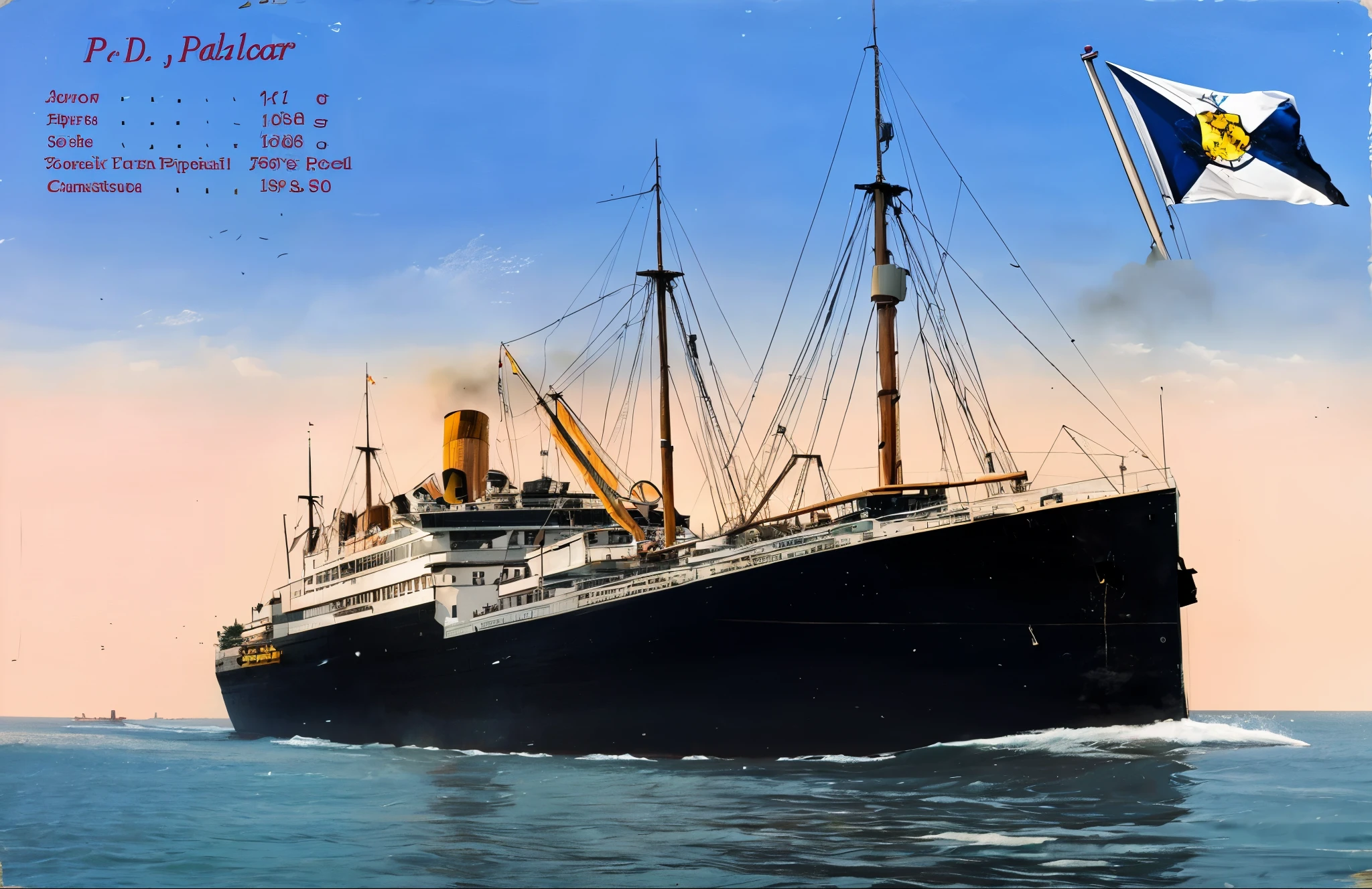 there is a cruise ship that is sailing in the water, by Carl Walter Liner, colourized, colorized, colourised, restored color, a colorized photo, by John Armleder, photo in color, by Harold von Schmidt, stern, digitally painted, portrait n - 9, by Kurt Roesch, colorized photo, by Ivan Lacković Croata