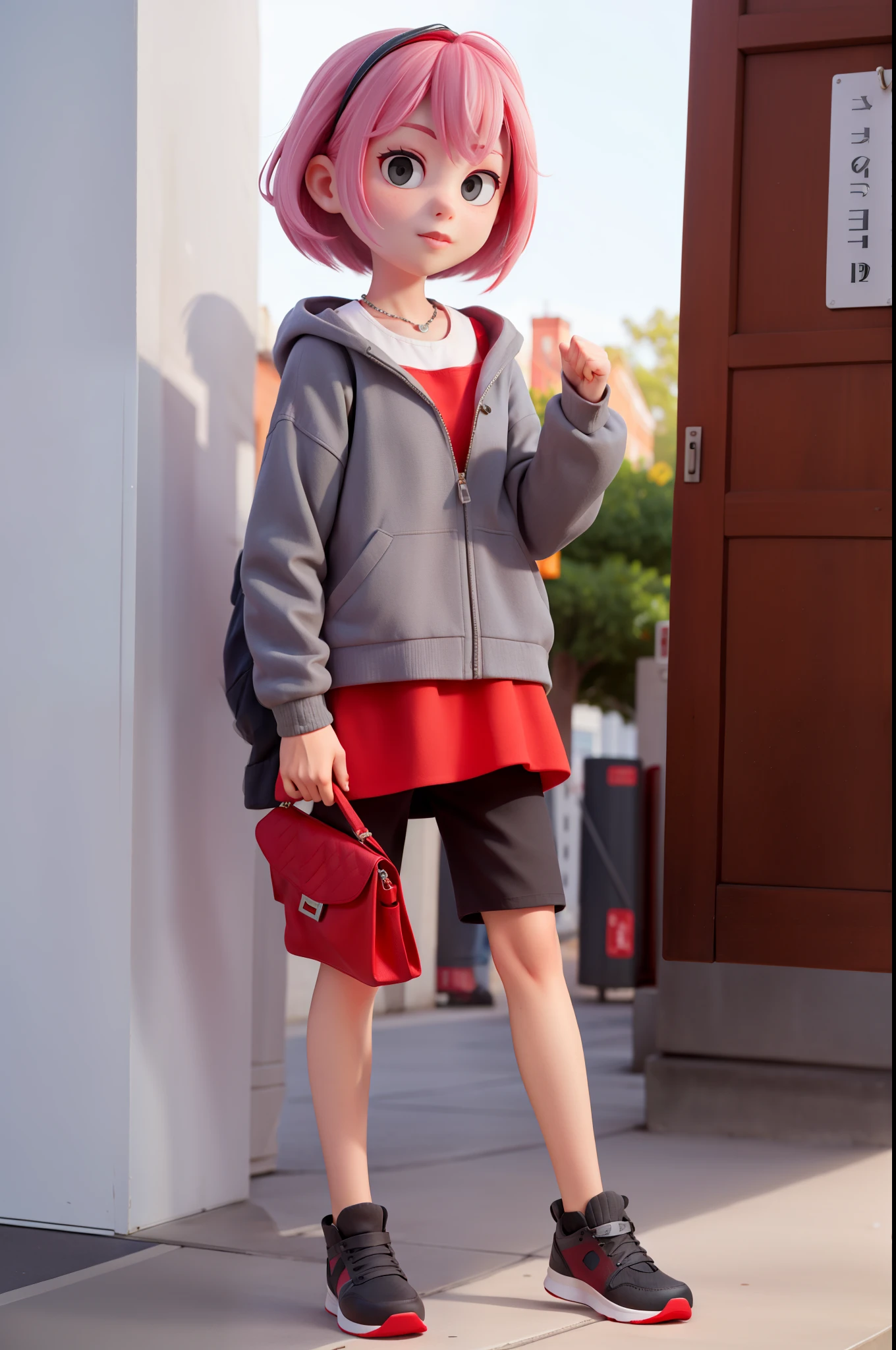 dressing black and grey and red fashion Street clothes