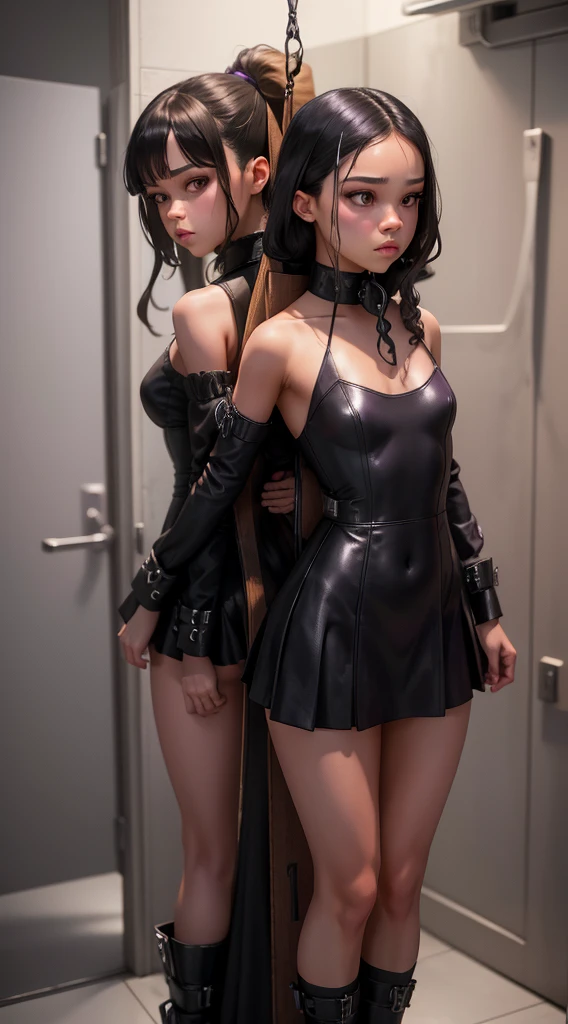 Young girl wearing a dress, daring and provocative, dress is featuring a cut that bares a significant portion of the body, leaving little to the imagination. Dress is suggestive and alluring, accentuating the wearer's curves with its revealing design, nsfw, exposed breast, exposed navel, exposed ass, exposed tights