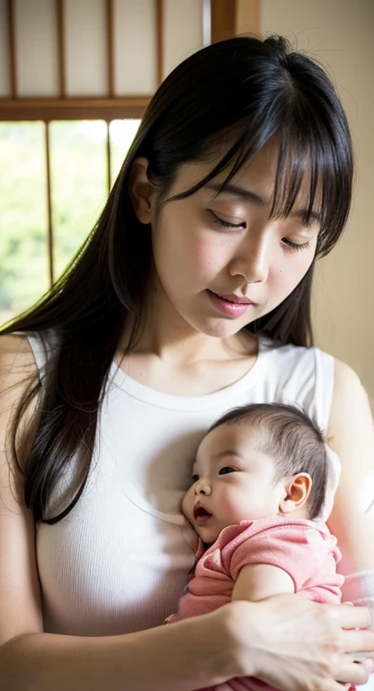 women are sleeveless、My clothes are rolled up until I can see my nipples.