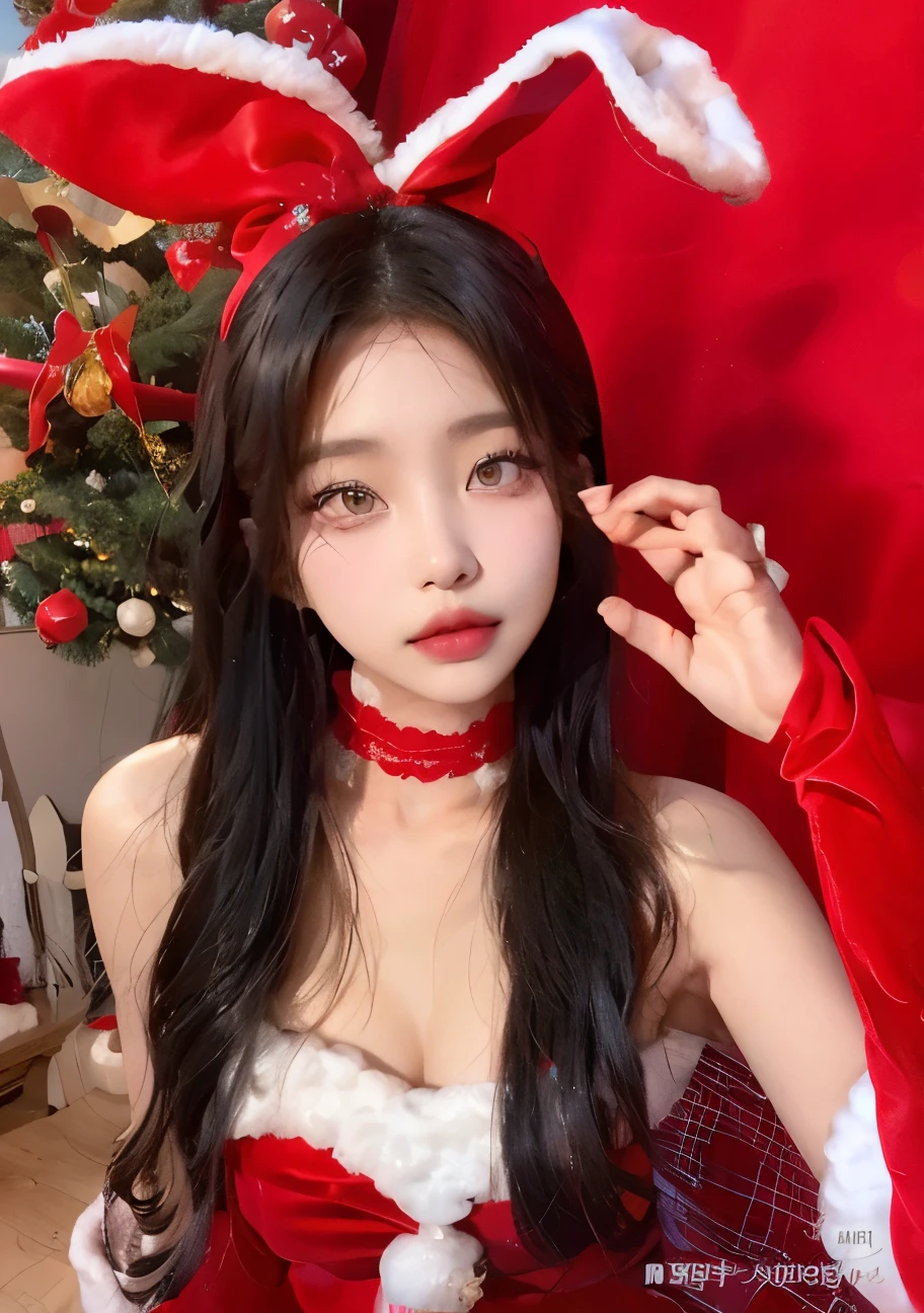 un primer plano de una mujer vestida de santa posando para una foto, Sakimichan, Wan adorable cara coreana, ulzzang, Chica coreana, Ruan lindo vtuber, Tendencias en CGVeStation, Xintong Chen, Xision Wu, Jaeyeon Nam, Hermosa Delphine, Hermosa mujer surcoreana, Sakimi Chan, Heonhwa Choe