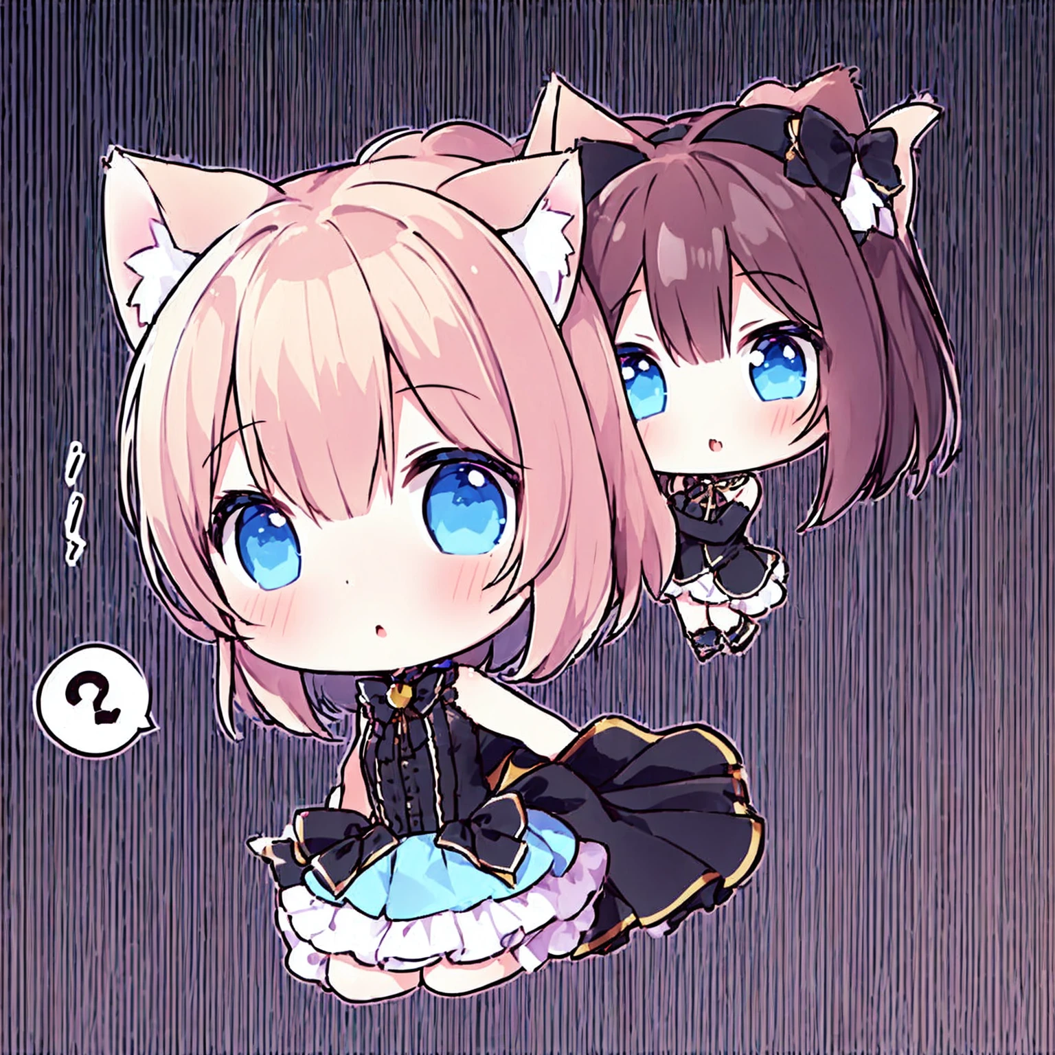 1girl,cat ears,(chibi:1.2),spoken question mark,
