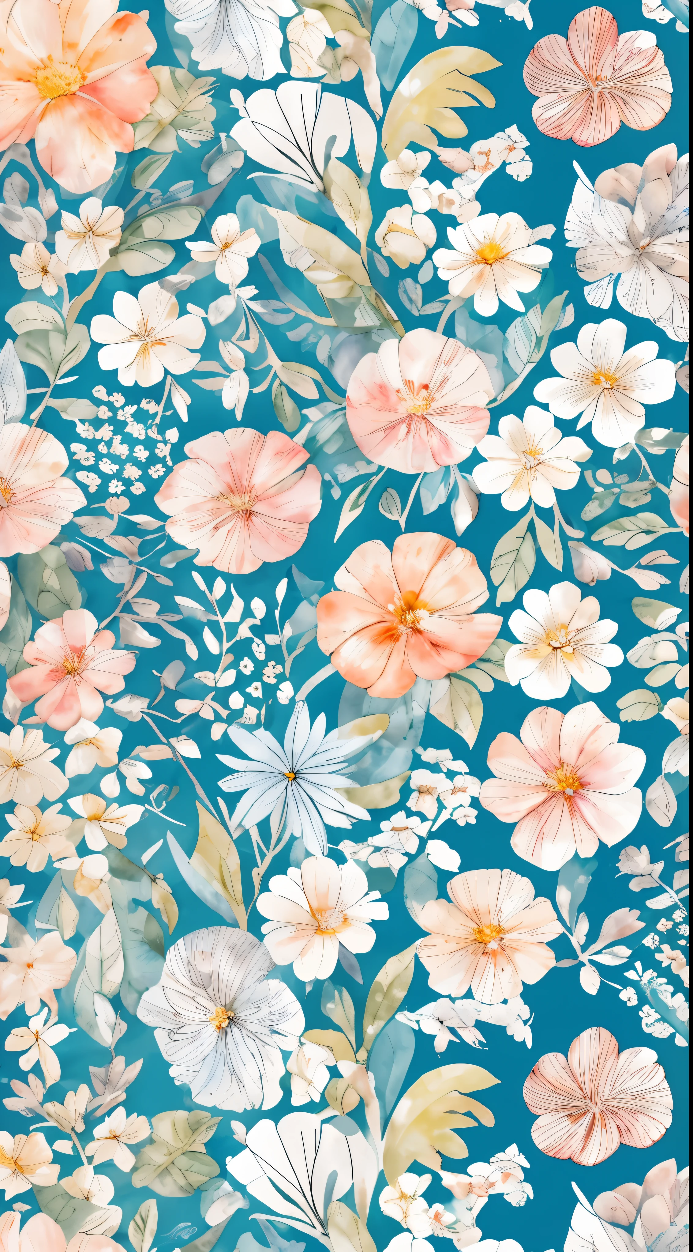 watercolor, flower, beautiful, watercolor style, flower and leaf patterns, wet on wet technique, muted, indigo, fabric design, flat illustration, highly detailed clean, vector image, masterpiece, professional, isometric, bright vector, white background, dry brush, brush strokes, painted on canvas, by J.M.W. Turner. expressive marks.