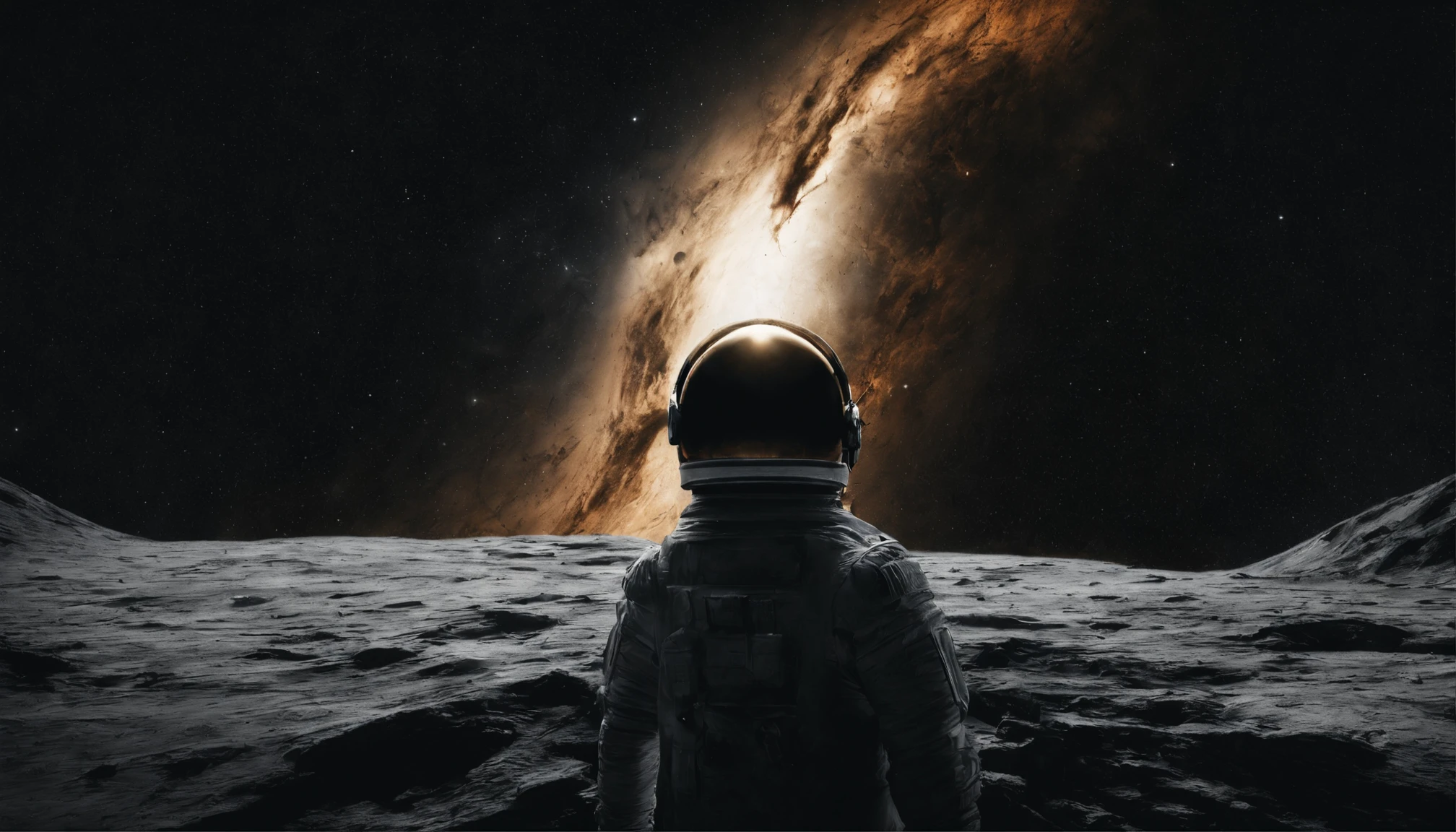 The photograph portrays a massive, glowing supernova framed against the endless blackness of space. Yet shockingly, the stellar debris arcs are actually flowing backwards, converging inwards instead of exploding outwards.
Nestled within the inverted inferno sits a shadowy sphere, outlined by a faint grey haze - the event horizon identifying this impossibly concentrated point as a fledgling black hole. Behind its veil, a maelstrom of light appears literally bent and stretched as entire millennia are compressed into distorted slices by intense gravity.
In the foreground stands a lone figure - an astronaut - hands pressed tightly against their helmet as if experiencing an overwhelming headache. Behind the visor, eyes appear startlingly wild, reflecting the cosmic light show nearby.
The helmet’s glass has begun to crack, and a glowing, vaporous substance seems to leak through the fissures. The cosmic radiation has interacted with the human consciousness to generate an observable manifestation - pure imaginative thought spilling out visually.
Where the glowing thought-forms make contact with the time-warped photons near the black hole, reality appears to break down into abstract, chaotic structures akin to surrealistic paintings. It’s as if imagination and concrete existence have catastrophically collided.