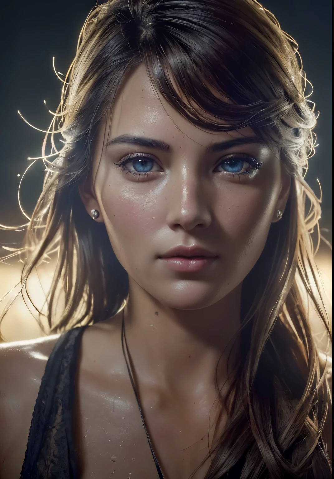 analog style, model shoot style, RAW close portrait of a 1girl, ((beautiful face: 1.7, 
perfect face:1.3)), (from above:1.2), best quality, epic (by lee jeffries photo, sony a7, 50 mm, pores:1.5, colors, hyperdetailed:1.5, film grain:1.4,
hyperrealistic: 1.5), hyper-realistic lifelike texture, masterpiece, unreal engine 5, Extremely detailed CG unity 8k wallpaper, realistic eyes,
Madly detailed photo, (ecstasy of light and shadow, deep shadow), (Winner of the Pulitzer Prize for Photography and Taylor Wessing Photographic Prize)