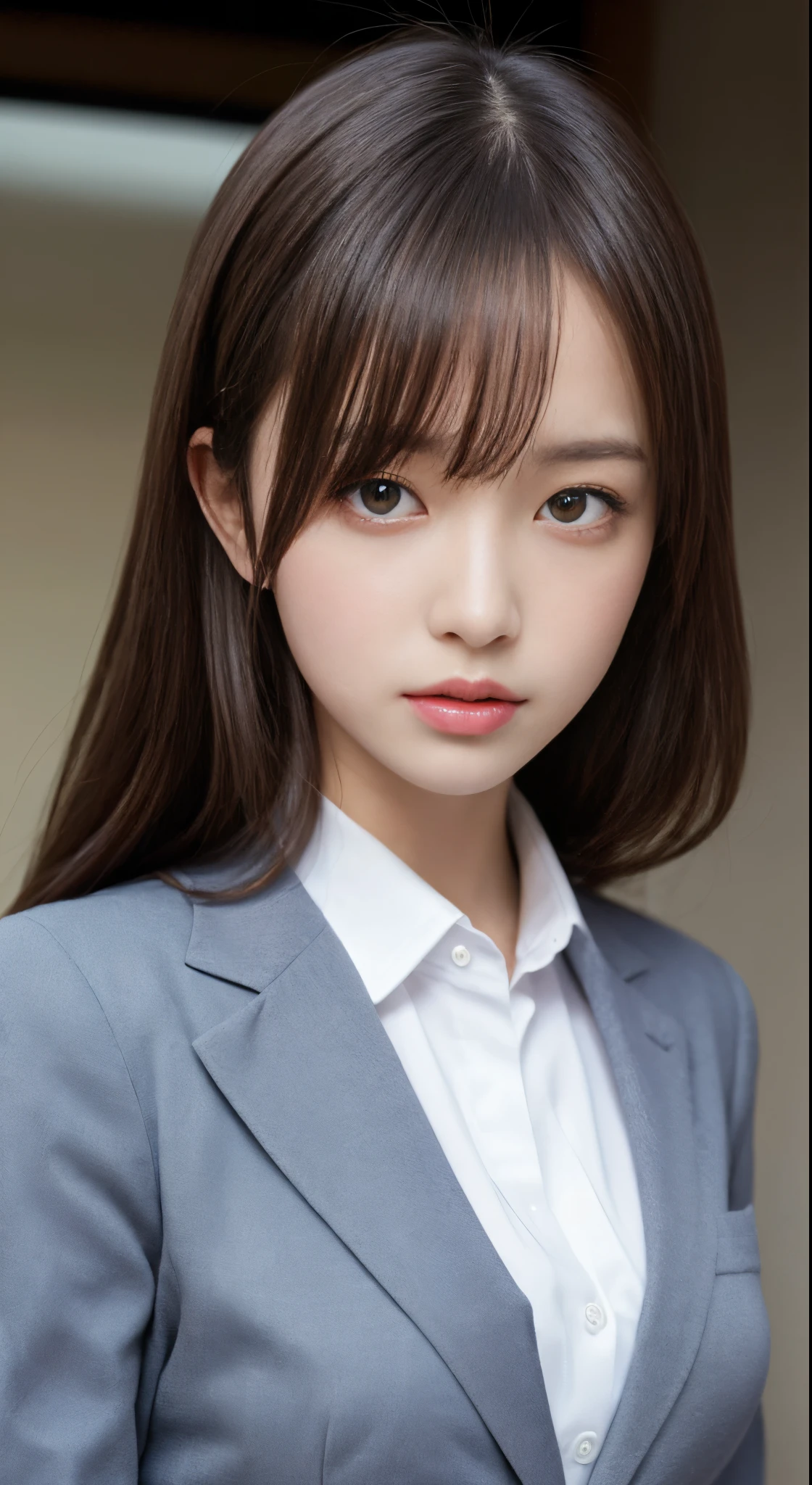 masutepiece, Best Quality, Illustration, Ultra-detailed, finely detail, hight resolution, 8K Wallpaper, Perfect dynamic composition, Beautiful detailed eyes, Natural Lip,Blazer ,School uniform, Big breasts, Full body