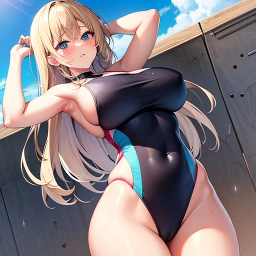 Competitive swimsuit Beautuful Women huge tit Wet