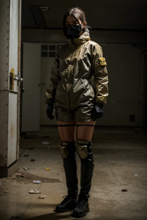 (masterpiece, best quality, beautiful Sewage System Exploration:1.4), solo, (legs view only:1.6), dirty, mud_covered, determined_expression, messy_hair, tied_back_hair, protective_gear, hazmat_suit, rubber_boots, knee_high_boots, hard_hat, dimly_lit, sewage_tunnels, rusty_pipes, filthy_water, brown_tones, damp_weather, humid_climate, low_angle_view, worms_eye_view, flashlight, toolbox, wrench, grime, slime, dripping_water, suspenseful_mood, gritty_tone, cinematic light, (sharp focus:1.6), highly detailed, ultra realistic, 8k