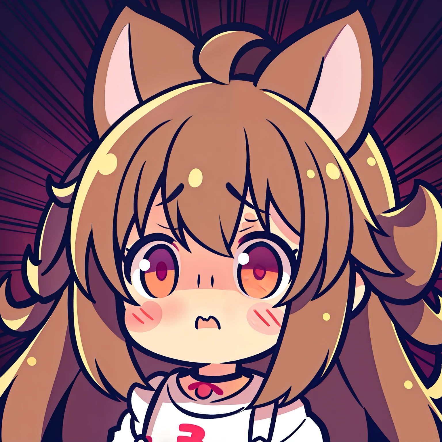 Little girl with，Two hamster ears on the head，scared expression，scared expression