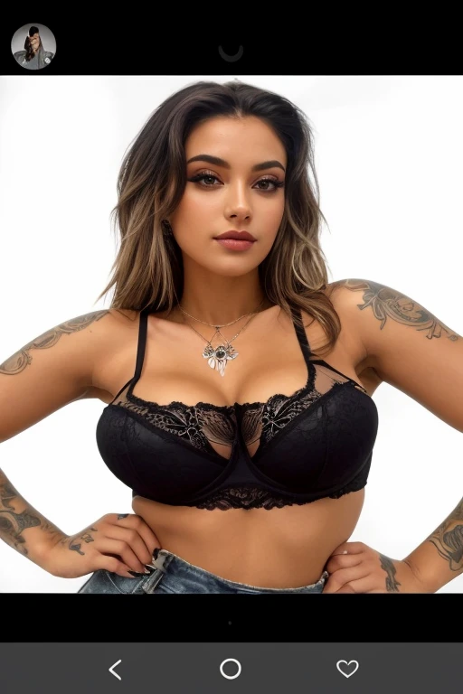 um close up de uma mulher com uma tatuagem no peito, Bralette, preto bra, wearing a preto cropped tank top, preto halter top, wearing a cropped preto tank top, in a preto betch bra, sexy push up bras, preto top, tiny preto bra, preto, sedutora lingerie camisole, she is wearing a preto tank top, brasileiro