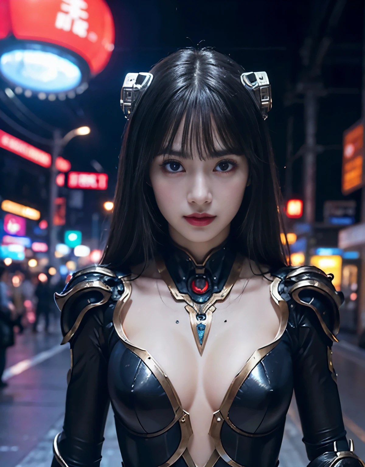 (1 mechanical girl and 1 alien)、（Mystical expression）、top-quality、​masterpiece、超A high resolution、(Photorealsitic:1.4)、((Heavy chest)),Raw photo、1人、glowy skin、(((1 Mechanical Girl)))、((transparent crystal suit bodysuit、The body can see through)).(Natural alien background to fight aliens)、(Small LED)、((super realistic details))),globalillumination、Shadow、octan render、8K、ultrasharp、机器人の背景、Colossal tits、Raw skin exposed in the cleavage、red metal、Details of complex ornaments、Japan details、highly intricate detail、Realistic light、(Mystical expression),CG Society Trenlow Eyes、Eyes shining towards the camera、Mechanical marginal blood vessels connected to neon detail tubes)、(Wires and cables connecting to the head)、Small LED、,Mechanical thighs、Toostock、（Hands are also made of machines）、机器人、future alien、Please wear a mechanical helmet、