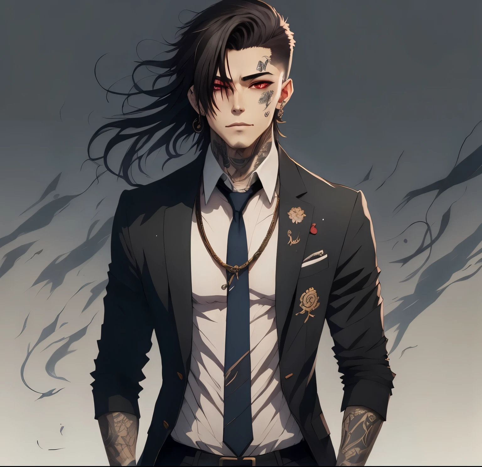 anime - imagem estilo de um homem com gravata e terno, cara bonito na arte demon slayer, handsome japanese demon boy, homem bonito anime, estilo anime masculino, male personagem de anime, personagem estilo anime, badass anime 8 k, detailed personagem de anime art, pose de anime bonito, Retrato anime de um homem bonito, Gatilho Estilo de Arte de Anime, personagem de anime, jovem homem de anime