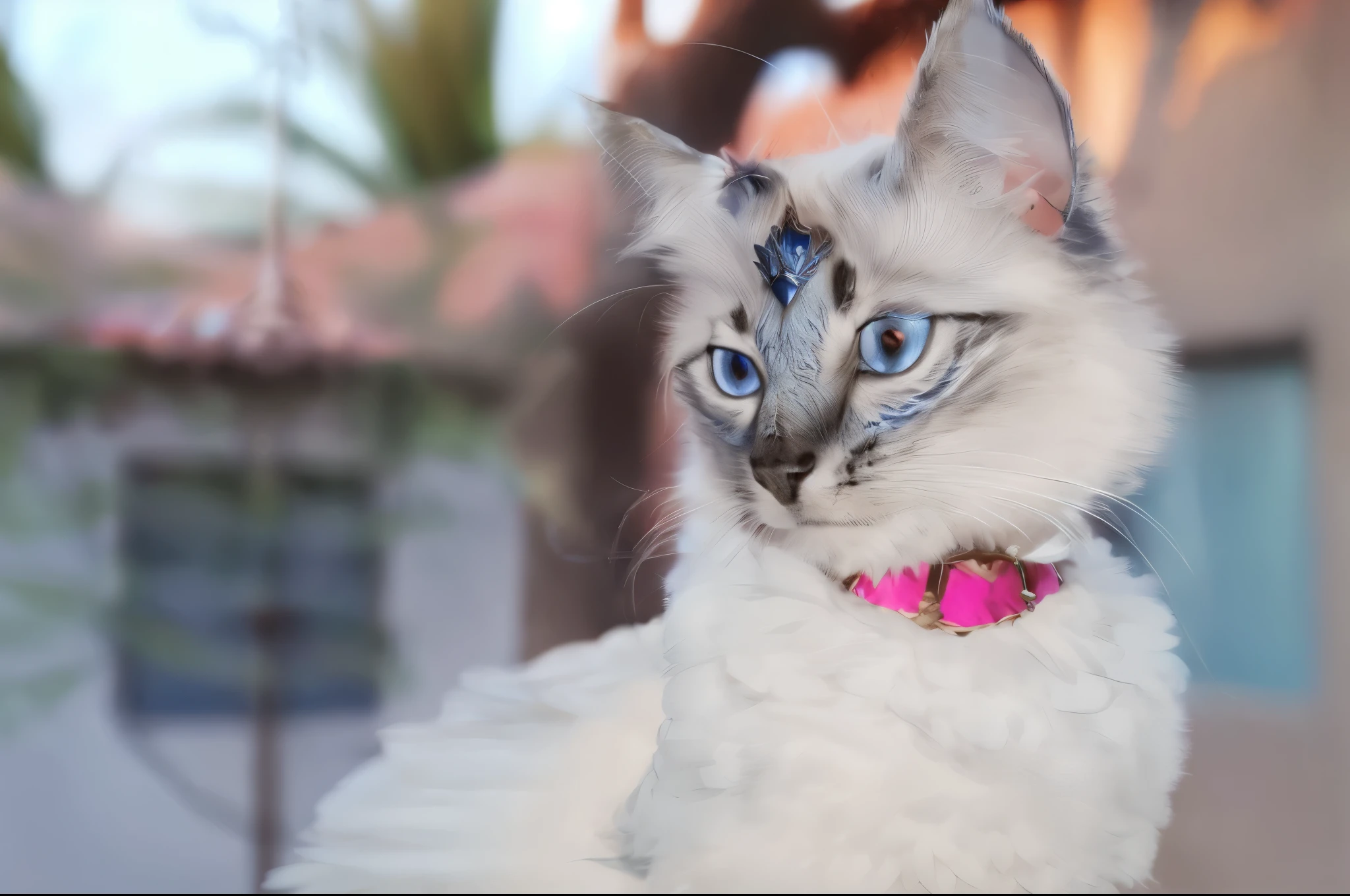blue background, put a crown on her head, and wings on her back