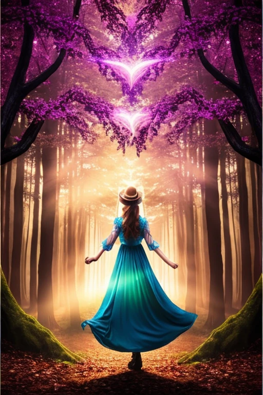Peculiar shimmering light emanating from the heart of the enchanted forest.