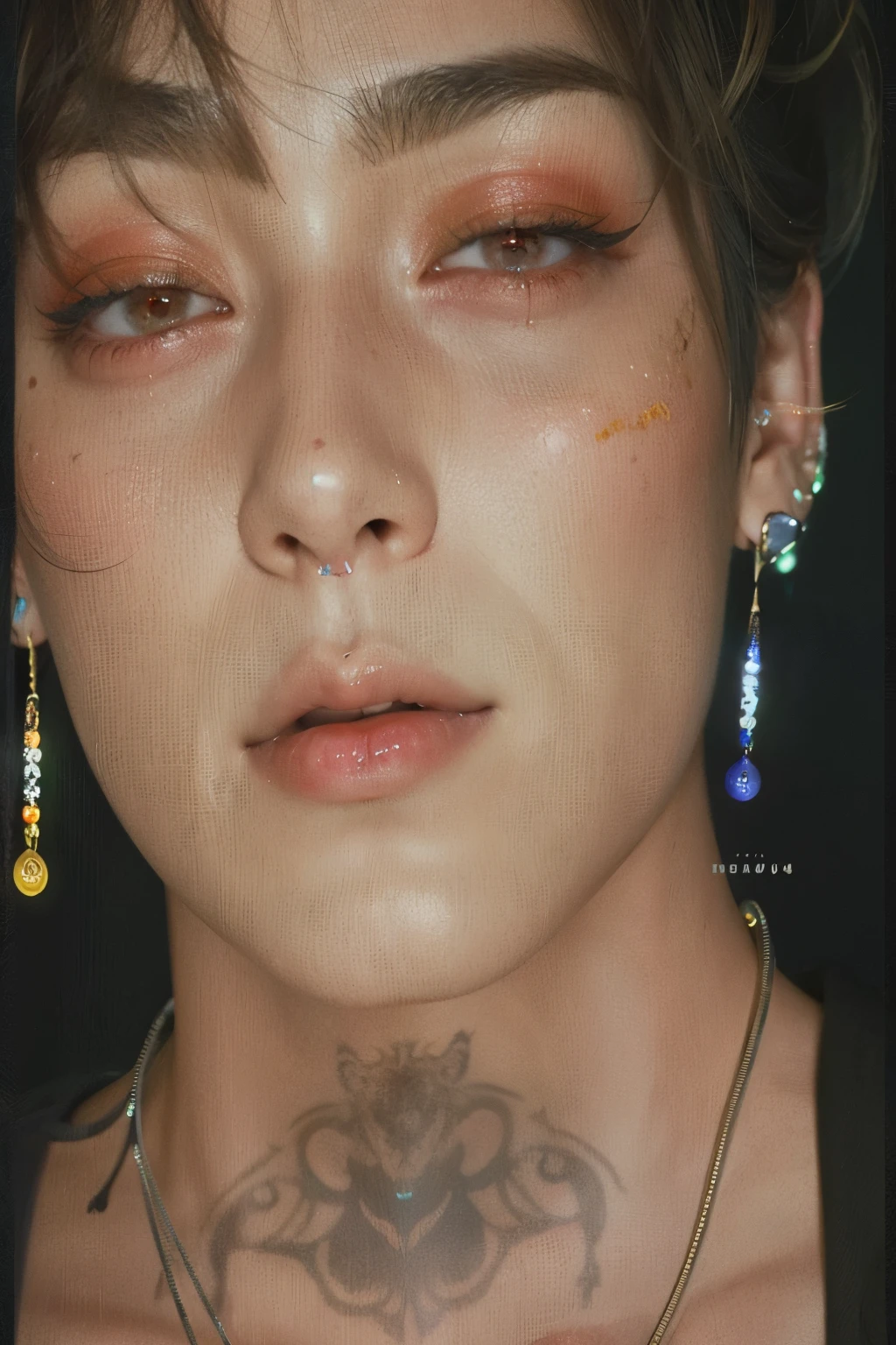 hay una mujer sin tatuajes, inspirado por Yanjun Cheng, penetrantes ojos brillantes, hyperrealistic aesthetic, ojos rojos y una cara delgada, con ojos rojos brillantes, ojos oscuros y penetrantes, Penetrantes ojos realistas detallados, his eyes are red and glowing, Penetrante ojos claros, Aesthetic portraiture, Yanjun Chengt, con ojos brillantes