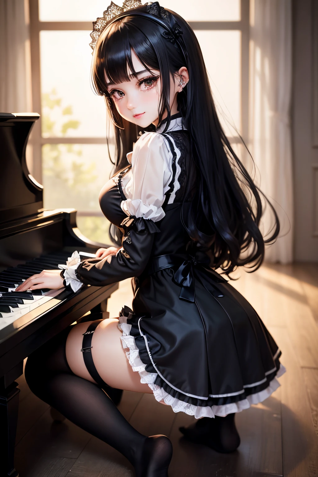 maid clothes、Black Straight Hair、masturbation、A sexy、Glamour、perspiring、Gothic lolita、A slight smil、A sexy、Ordinary mesh、a blond、独奏、glamorous、perspiring、splash water、Light、playing piano、gotik、tears、wretched、17 age、Black Knee High Socks、garters、panthyhose、