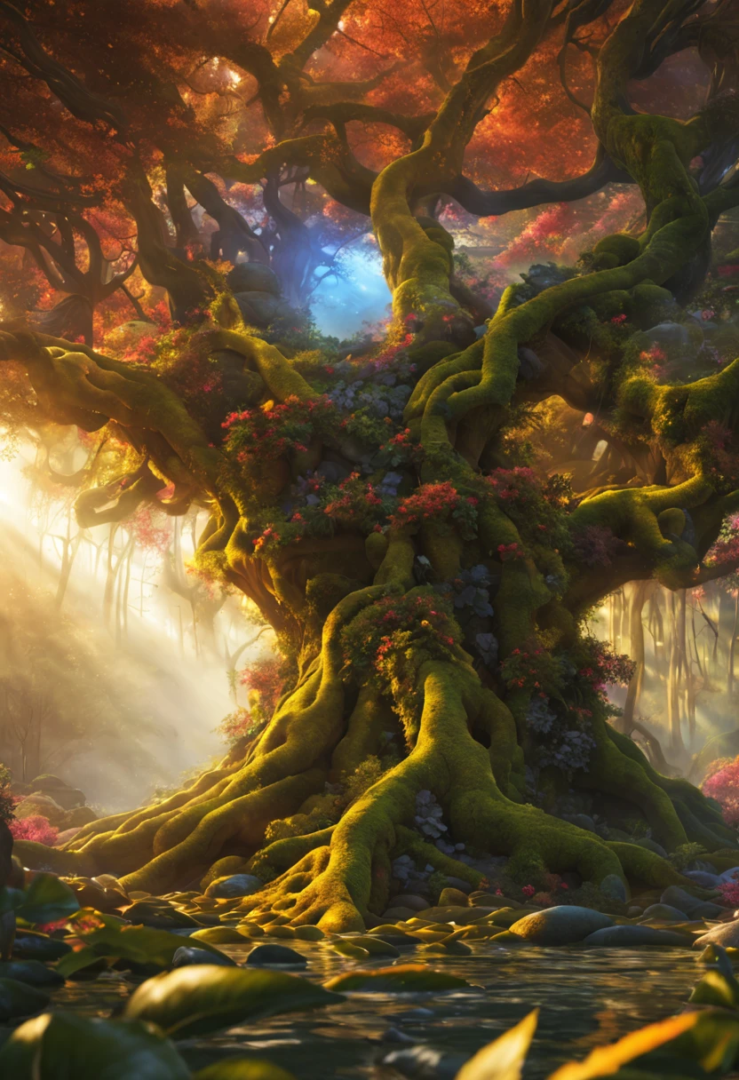 "(best quality,ultra-detailed,realistic:1.37),spectacular magical and mysterious plant,botanical garden,enchanted forest,ethereal flowers,floating petals,glowing leaves,majestic tree roots,golden sunlight,soft mist,vibrant colors,impressive details,exquisite texture,hidden secrets,fantasy world"