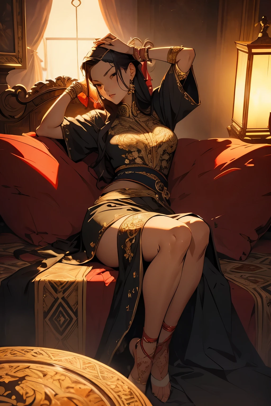 (masterpiece), best quality, beautiful woman ((perfect detailed face)), playing with her hair, sitting down, legs crossed, ((perfect anatomy)), ((perfect fingers))((masterpiece)), ((intricately detailed down to the pixels)), chiaroscuro, high quality, ((perfect hands)), niji, nijistyle, photorealistic, hyperdetailed , ultrasharp