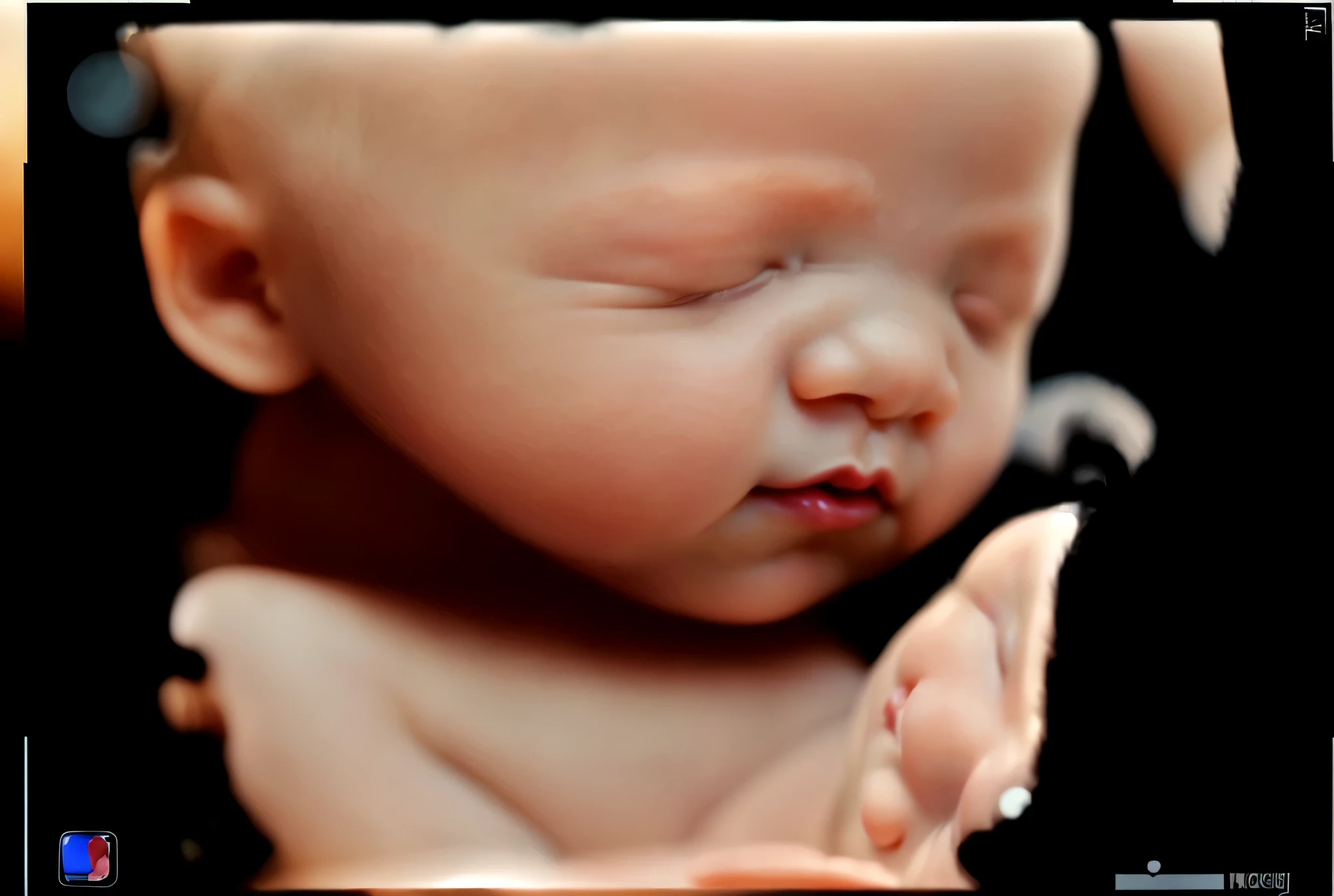 portrait, sleeping baby, fetus, inside womb, rosy face, hd, realistic, cute, baby girl, 8k, uhd, high quality, sharp focus, the composition beautiful rich and bright
