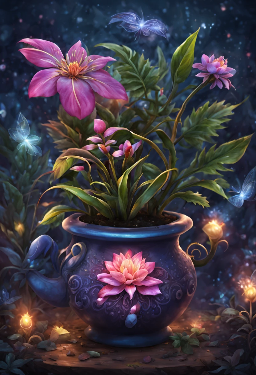 a pot with a magical plant, very rare