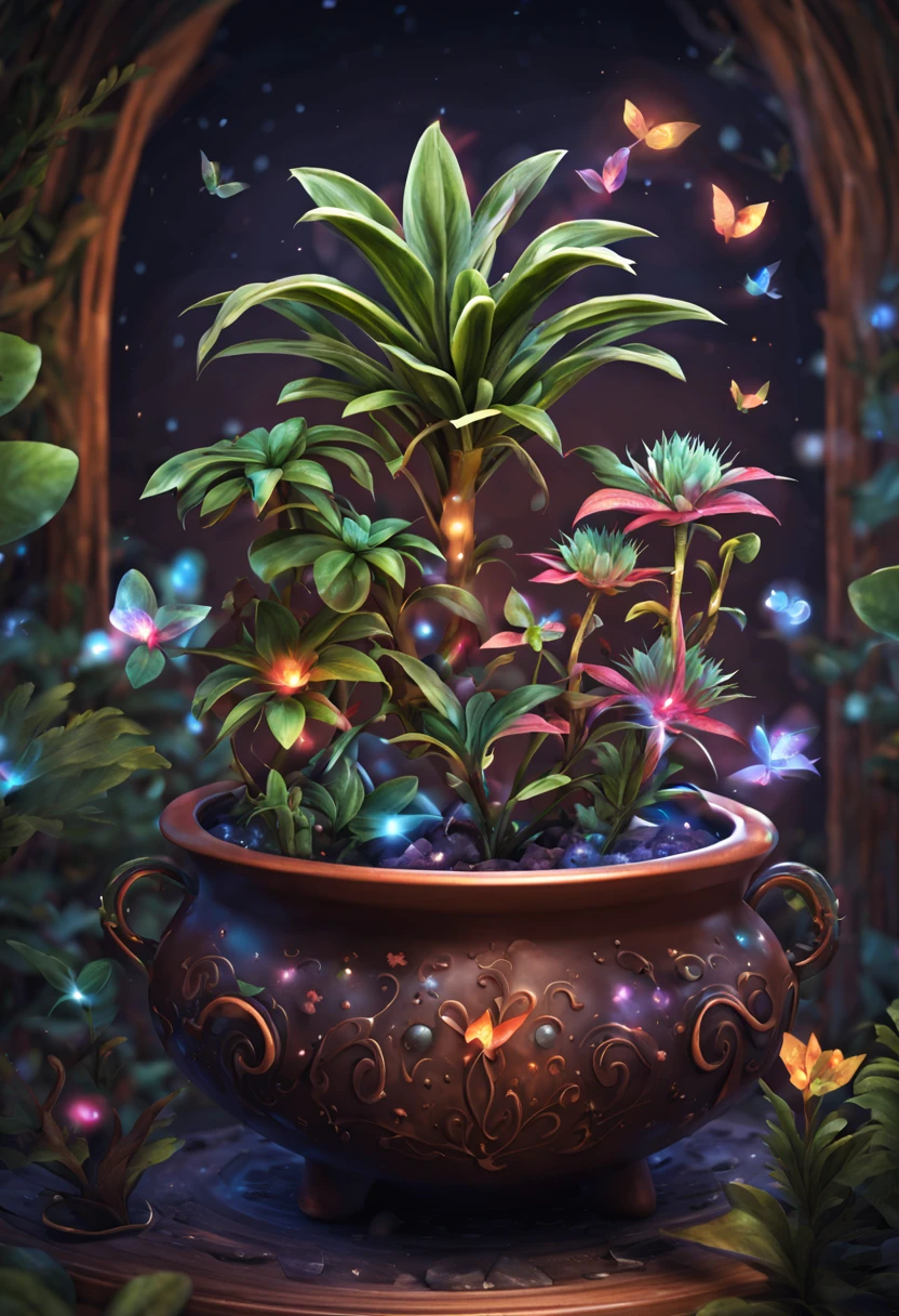 a pot with a magical plant, very rare