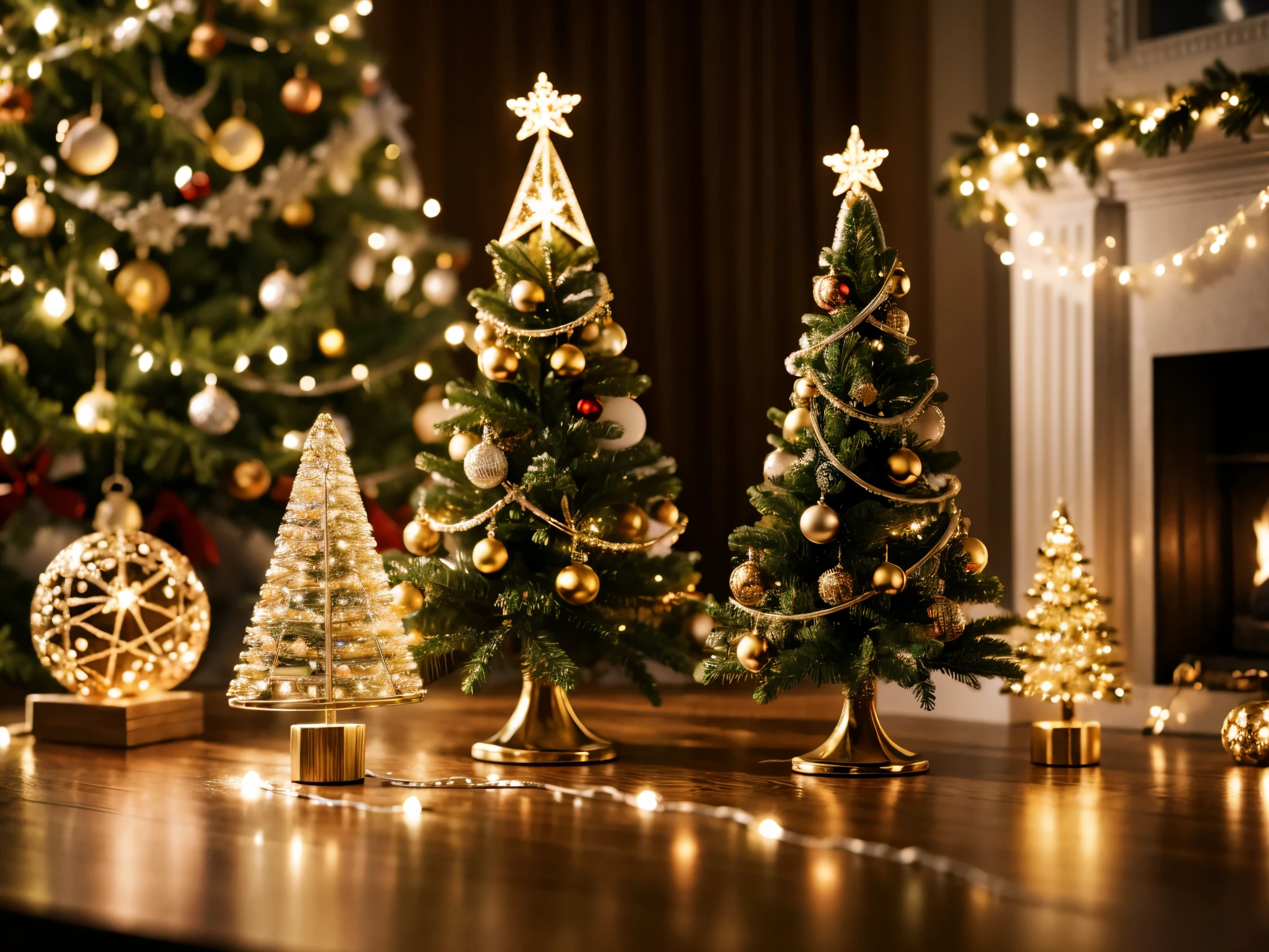 Zoom in close to reveal 3D mathematical formulas delicately intertwined with sparkling Christmas lights. Capture the intricate details, blending the magic of the season with the beauty of mathematical precision.