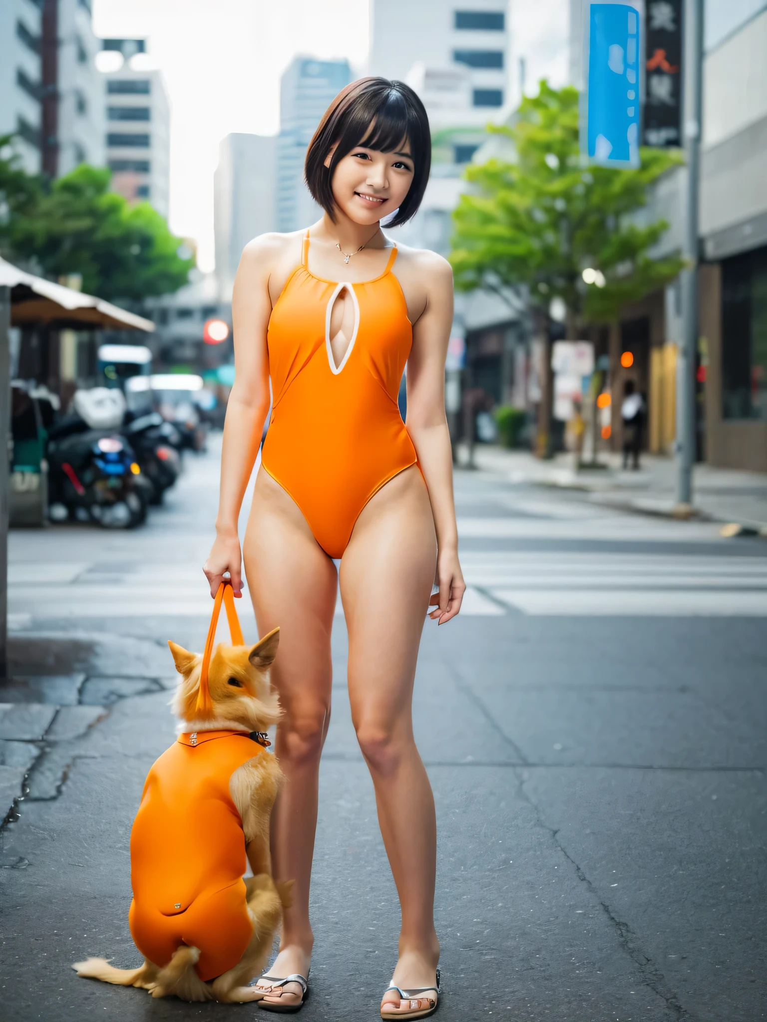 (Orange competitive swimsuit:1.6)
BREAK,
((Empty cityscape:1.5))、(Empty cityscape:1.5)、The state of the store、akihabara、Shinjuku、(akihabara:1.2)
BREAK,
(独奏:1.2)、1girl with、
BREAK,
girl with、(Super beauty:1.5)、(Full body like:1.2)、japanes、(thighs gap:1.4)、A smile:1.4、 University、cute little女子高生、(short-hair:1.5)、Detailed Realistic、Skin Texture、(realistic human skin texture:1.6)、Front view View viewer、(perfect body type)、Detailed and complex、natural soft light、Daytime、in street、deep-shadows、cute little、I am 21 years old、dynamicposes、portrait break is,
ultra best quality、masterpiece、超hight resolution、depth of fields、(Photorealsitic:1.4)、(awardwinning photo、信じられないほどのmasterpiece:1.5) 、Raw photography、the golden ratio、the Extremely Detailed CG Unity 8K Wallpapers、Original、hight resolution、Raw foto、(some background blur:1.6)、(some background blur:1.6)、Digital SLR、softlighting、SIGMA 85 mm F/2.8、50mm Lenac lighting、nffsw、hyper realstic、Color Grade