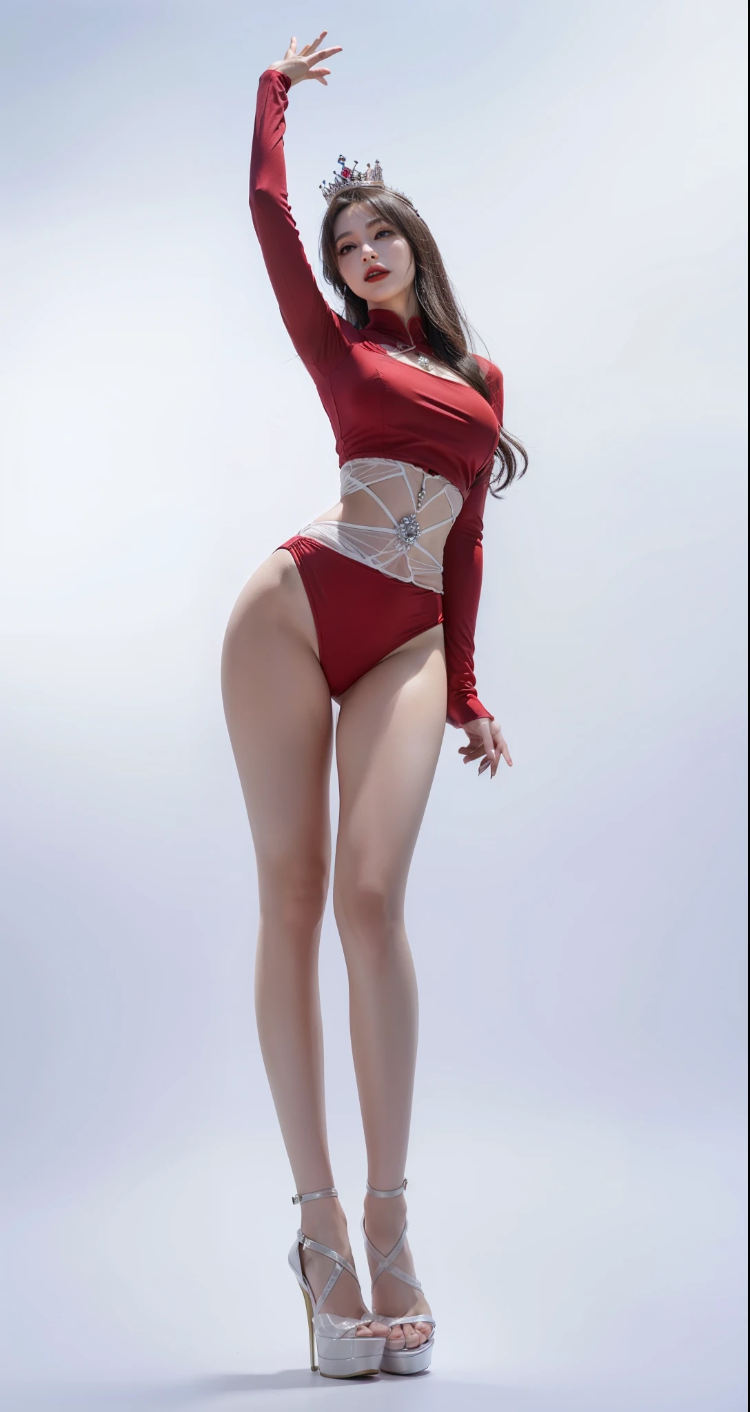 Imperial sister,詳細な目,Snow Queen,put the crown on your head,Detailed facial expressions,Ripe body,Tall figure,the number,legs long,4K,k hd,fleshy feeling,White translucent lace,Fair and plump figure,Nice face,Cherry small mouth,beautiful and delicious(3D royal sister),a plump buttocks,gloss gel coat,Vampire queen wears luxurious dress,Crystal Gem Crown,