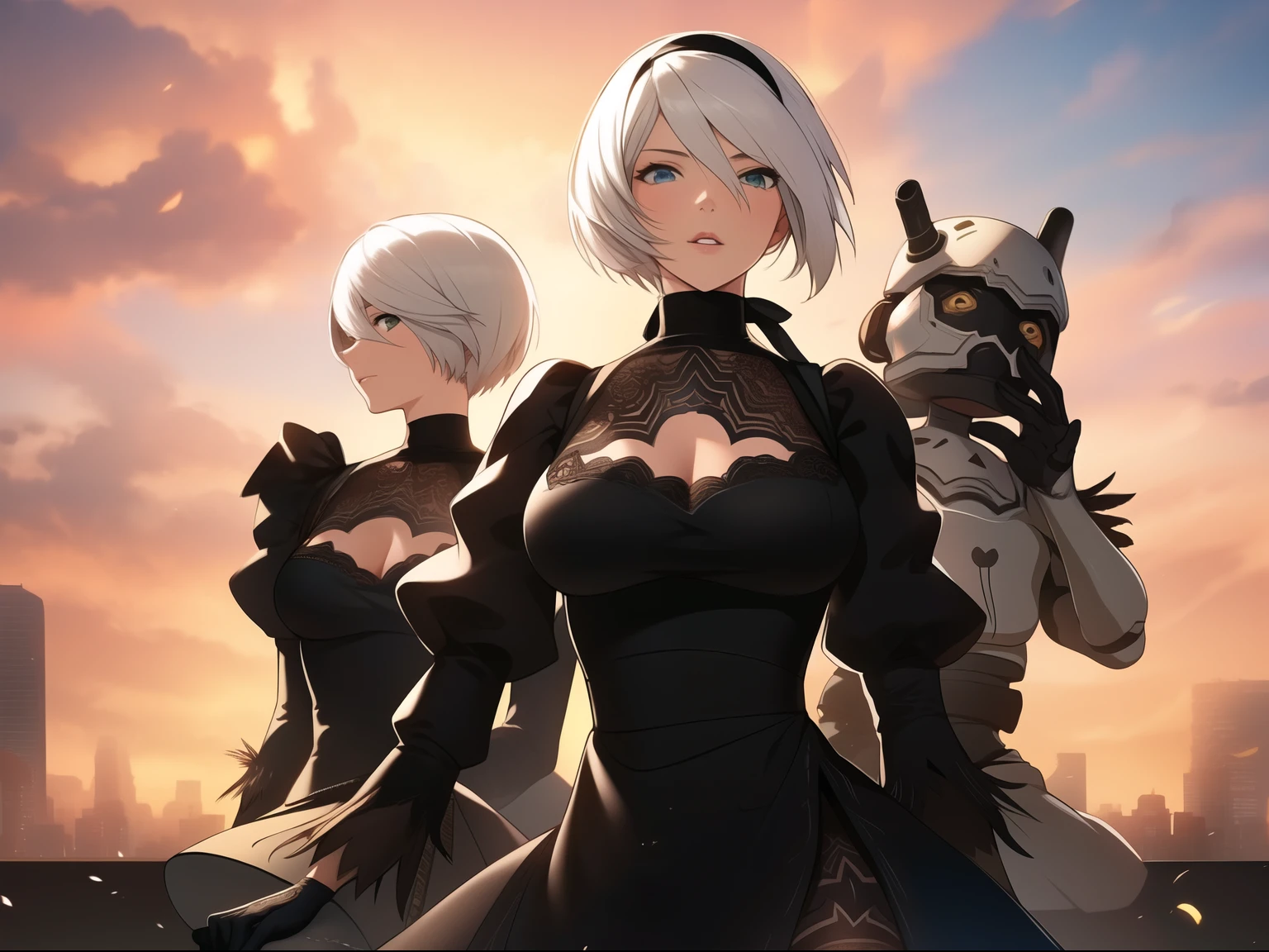 ((best quality)), ((masterpiece)), (detailed), perfect face, nier automata, 2b, full body photo,