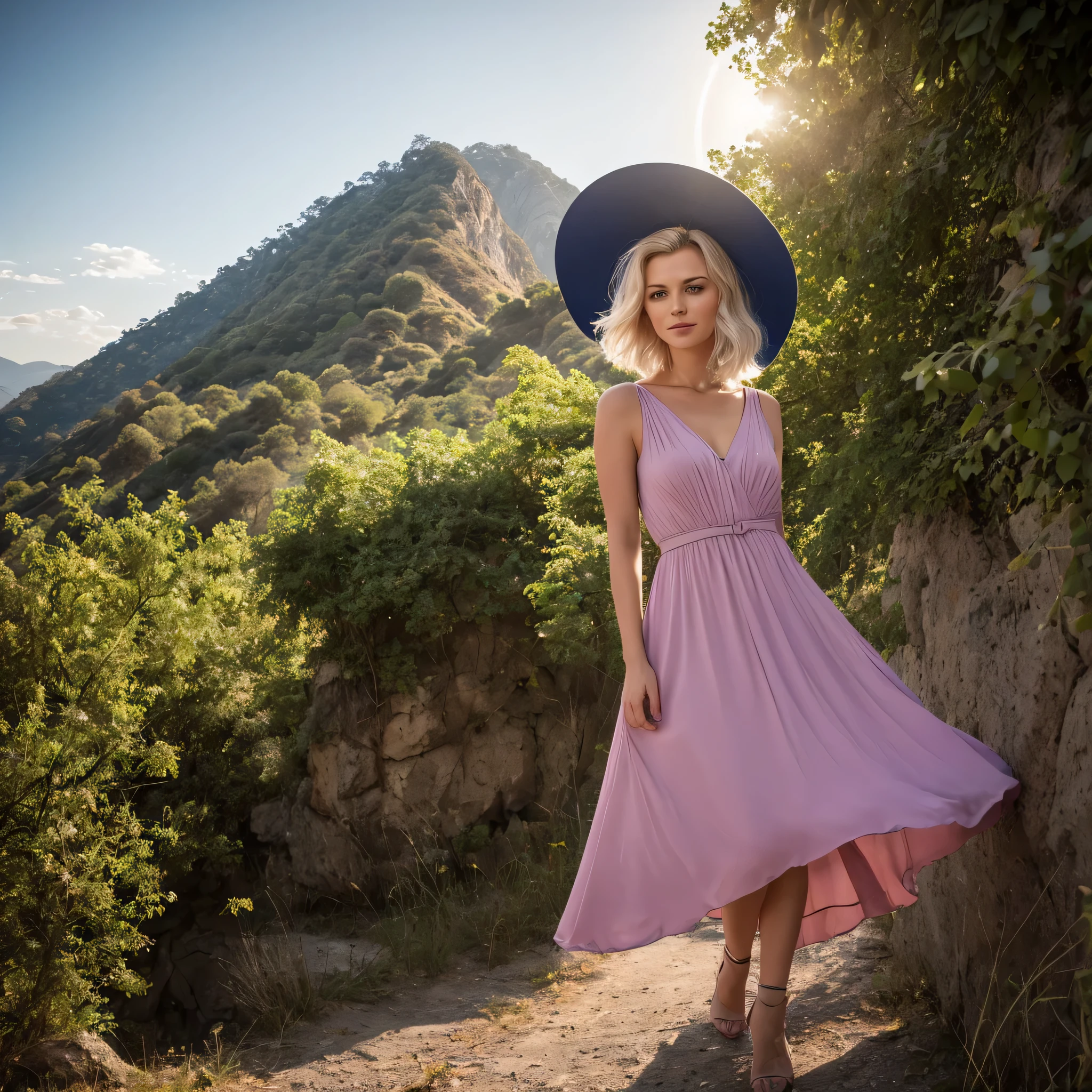 A young and beautiful woman, Sie ist alleine, hat blondes Haar, that gently falls in waves up to the shoulders, Medium size, Big blue eyes, Helle Haut, She is wearing a pink dress, Sie ist auf einer Hollywood schaukel, Haarpflege vor dem Schlafengehen, Die Umgebung wird von warmen und angenehmen farbigen Lichtern beleuchtet, die Ihr Haar zum Strahlen bringen, Sein Gesicht ist von Natur aus heiter, Lippen mit rotem Lippenstift, Textur 8K, sehr detailliert, Realistisch, Weiches filmisches Licht, HDR, Scharfer Fokus, Meisterwerk, Foto Realistisch, sexappeal, award-winning photograph, Canon EOS R5, 35 mm