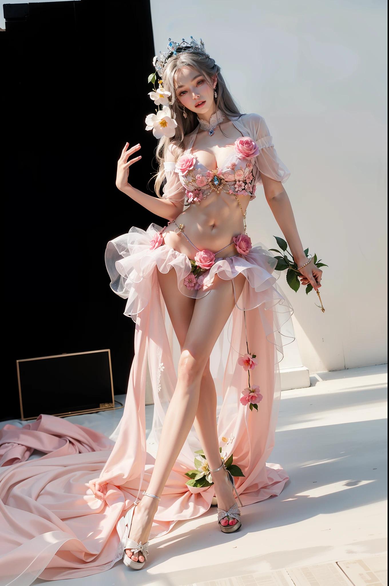 Imperial sister,詳細な目,Snow Queen,put the crown on your head,Detailed facial expressions,Ripe body,Tall figure,the number,legs long,4K,k hd,fleshy feeling,White translucent lace,Fair and plump figure,Nice face,Cherry small mouth,beautiful and delicious(3D royal sister),Plump body,gloss gel coat,gorgeously dressed queen,Gem Diamond Crown,the Flower Fairy