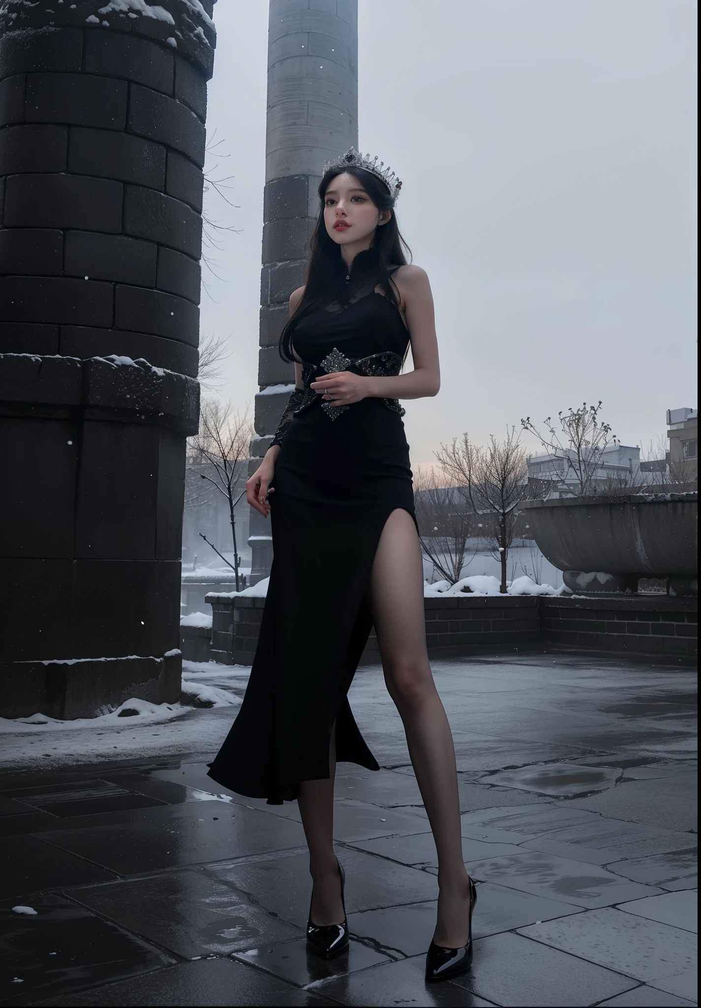 Imperial sister,詳細な目,Snow Queen,put the crown on your head,Detailed facial expressions,Ripe body,Tall figure,Number,legs long,4K,k hd,fleshy feeling,White translucent lace,Fair and plump figure,Nice face,Cherry small mouth,beautiful and delicious(3D royal sister),a plump buttocks,gloss gel coat,Vampire queen wears luxurious dress,Crystal Gem Crown,