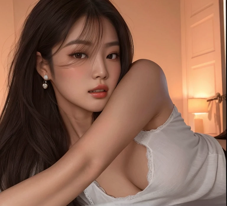 devastated Asian woman in white blouse lying on bed with arm on head, linda mulher coreana jovem, Mulher sul-coreana bonita, menina coreana, mulher coreana jovem bonita, gorgeous chinese model, Beautiful Asian girl, beautiful soft lighting, foto retrato suave 8 k, luz suave do lado, 🤤 retrato da menina, young adorable korean face, Atriz coreana bonito