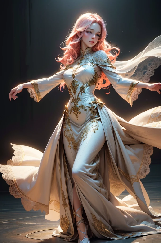 {-erro_de_anatomia:1.0}(best quality,4k,8k,highres,masterpiece:1.2), ultra-detailed, (realistic,photorealistic,photo-realistic:1.37), mature milf, illyasviel von einzbern, redhead hair, full body, vibrant colors, glowing skin, mesmerizing eyes, elegant pose, enchanting background, delicate lace dress, surreal lighting, ethereal atmosphere, mystical aura, intricate details, artistic medium, digital illustration, fantasy, anime, dancing litghtly