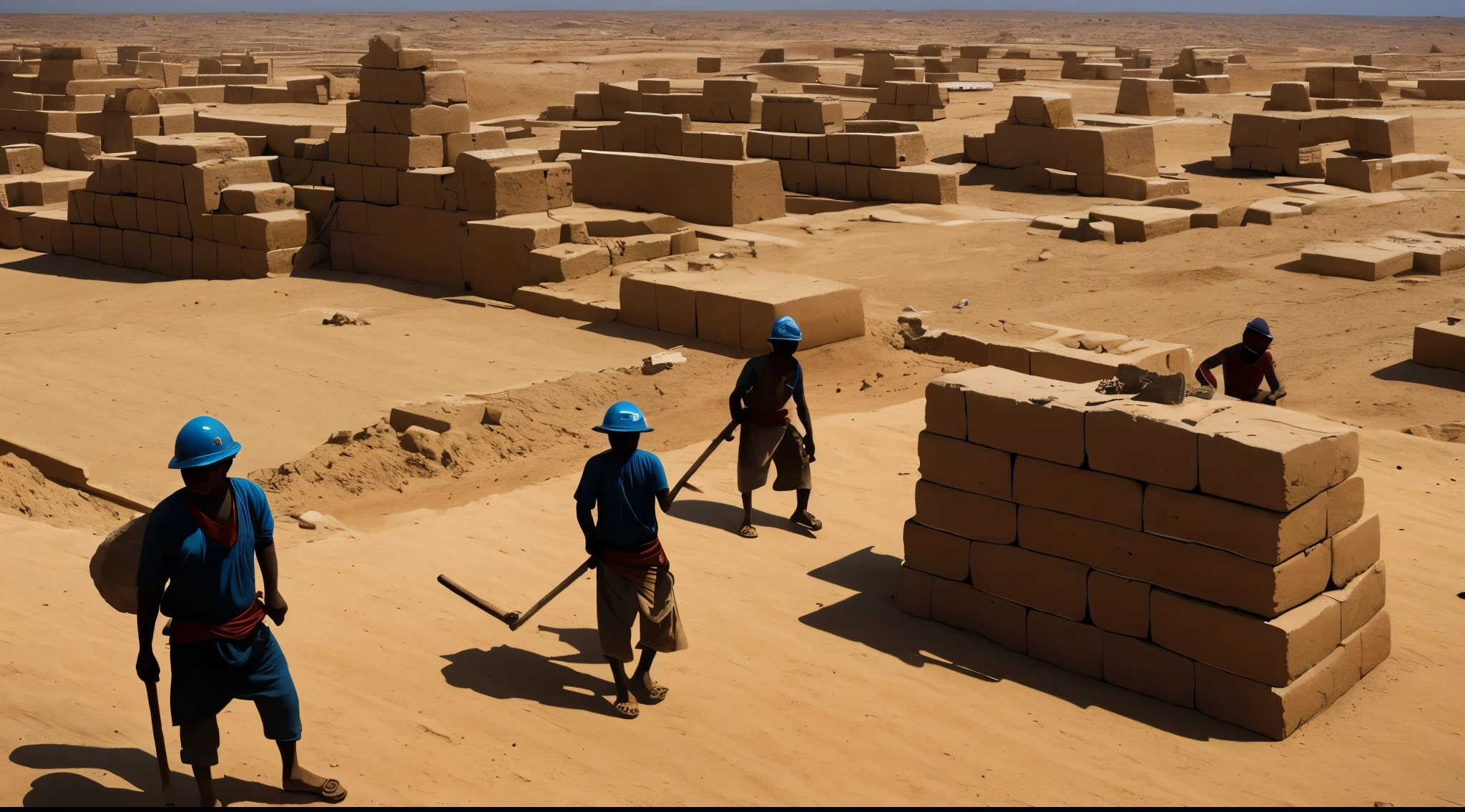 1. **Image**: A vast desert landscape with workers toiling under the scorching sun, hauling massive stone blocks.
   **Prompt**: Describe a day in the life of one of the laborers involved in building the Great Pyramid, highlighting their struggles, hopes, and dreams amidst the grueling work.
1. **Image**: A vast desert landscape with workers toiling under the scorching sun, hauling massive stone blocks.
   **Prompt**: Describe a day in the life of one of the laborers involved in building the Great Pyramid, highlighting their struggles, hopes, and dreams amidst the grueling work.