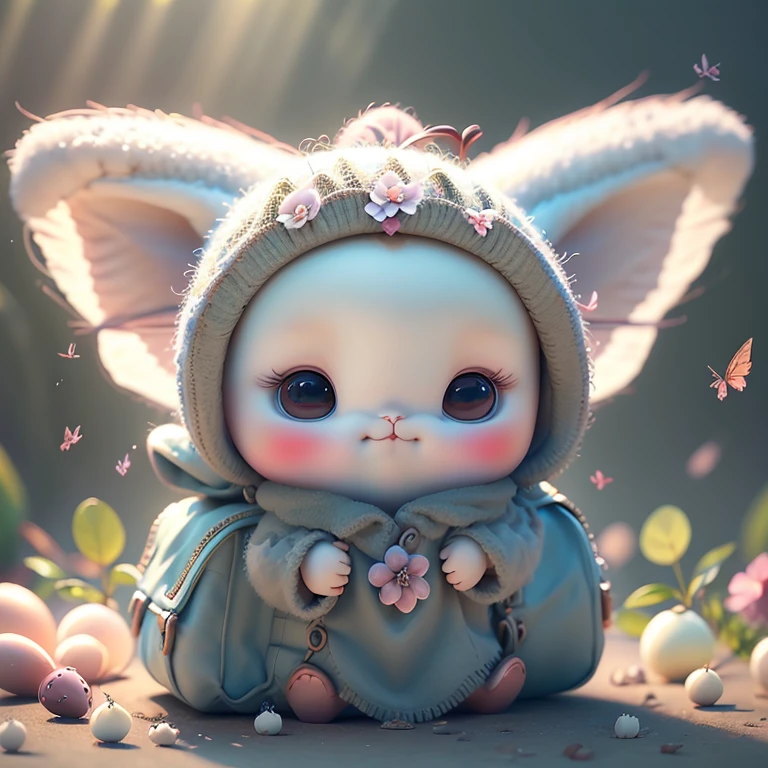 Uma abelha peluda e fofa pousa suavemente em uma flor colorida, her delicate wings fluttering as she basks in the nectar, spreading the sweetness of nature.
