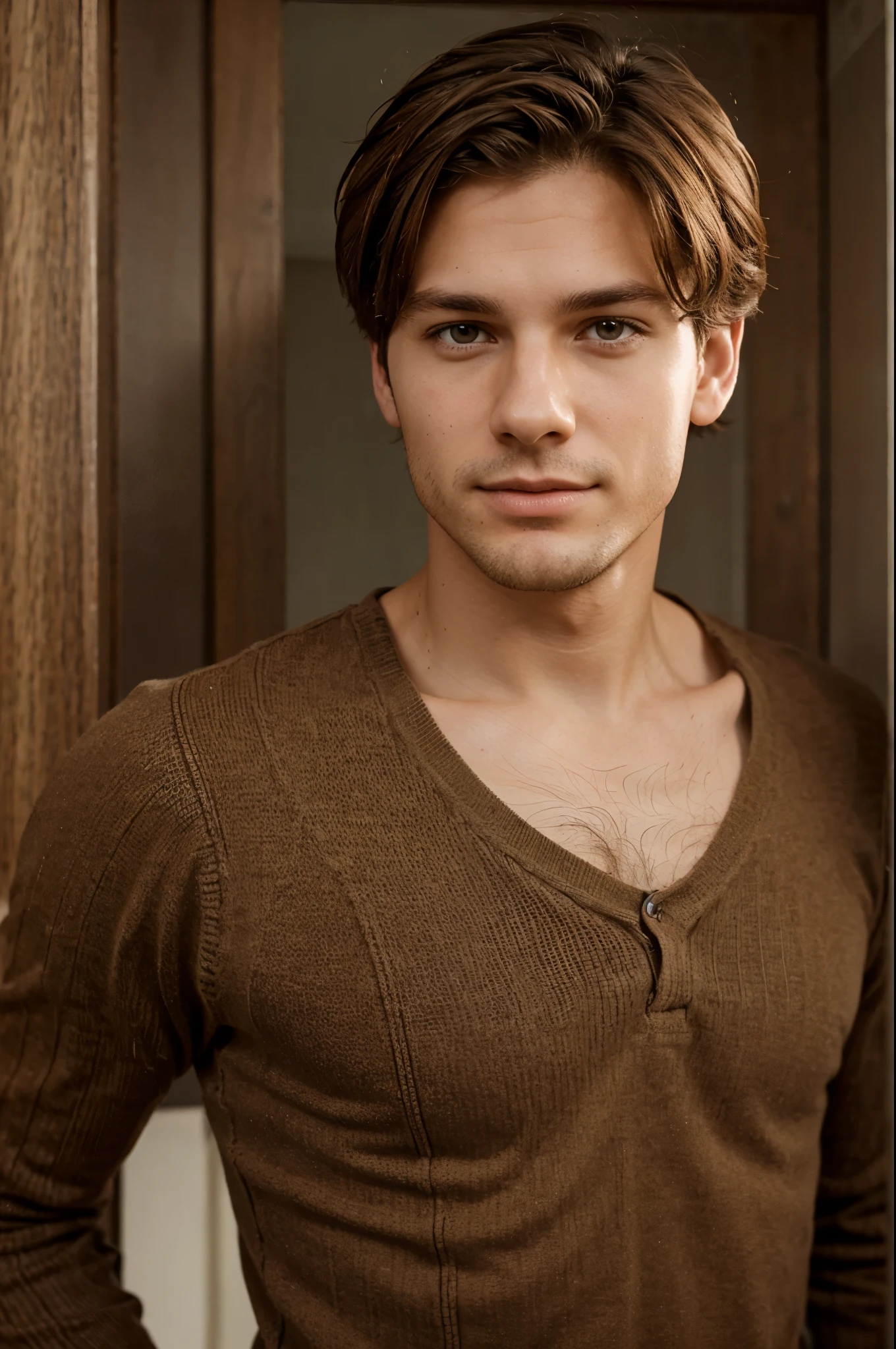 Junger Mann mit Dreitagebart, brown hair and looks pretty and smart