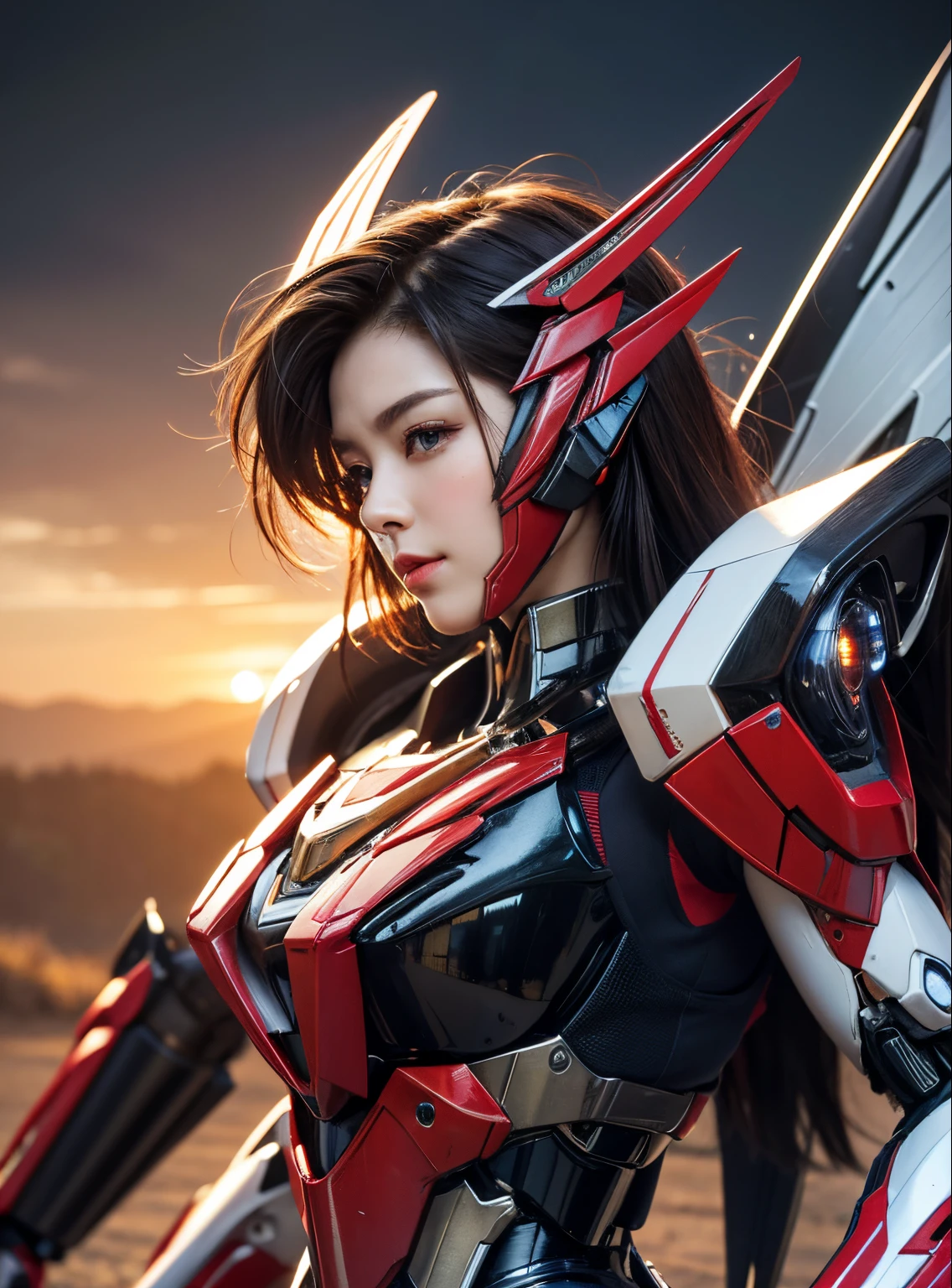 Textured skin, Super Detail, high details, High quality, Best Quality, hight resolution, 1080p, hard disk, Beautiful,(Windblade),beautiful cyborg woman,Mecha Cyborg Girl,Battle Mode,Girl with a Mecha Body,She wears a futuristic Transformers mech,Female Warrior,fully body photo