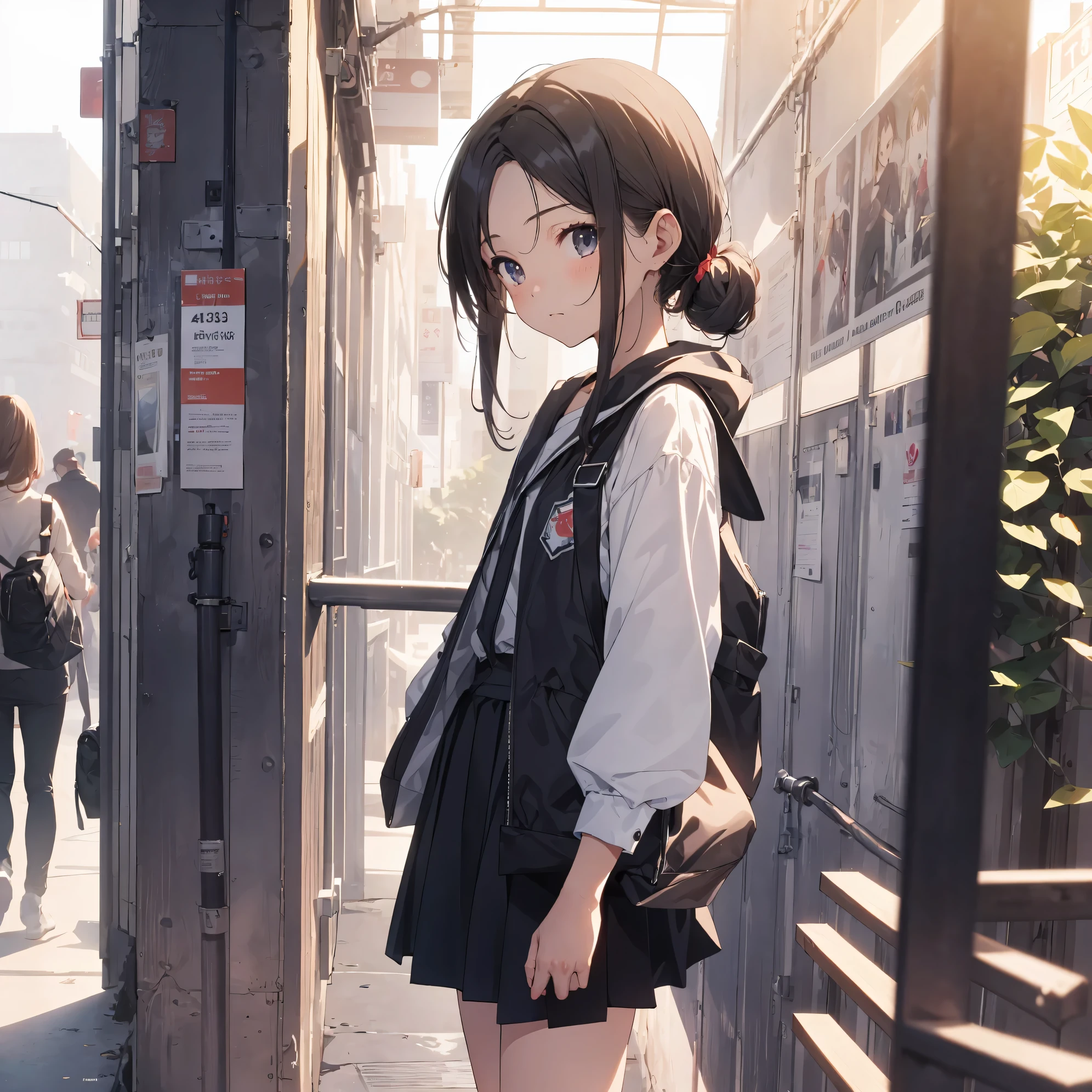 (Best Quality, 4K, 8K, hight resolution, masutepiece:1.2), Ultra-detailed, (cool and realistic,Photorealsitic:1.37), hight resolutionであり, anime moe art style, best anime 8K konachan wallpaper, Pixiv Contest Winner, Perfect Anatomy, Ultra-detailed細なスキン,BREAK,(Draw a girl sleepily walking to school. ),BREAK, 1girl in, (Solo,Lori,child,13years:1.3),Full limbs, complete fingers, a junior high school student, Androgynous attraction, Eros is fleeting, (Parted hair in the middle),Very short hair,Forehead, flat chest, Small butt, groin, Small eyes,Beautiful detailed black eyes, Well-proportioned iris and pupils, disgusted eye, hight resolution detailed hair, Sailor Uniform, Skirt, On the way to school. BREAK,Medium: Anime Art, Vibrant colors, Sharp Focus, Professional, Bokeh.
Lighting: Natural light shining a soft light on the girl, Create a warm and cozy atmosphere on your way to school..BREAK,Best lighting by famous artists, 8K,Illustration,