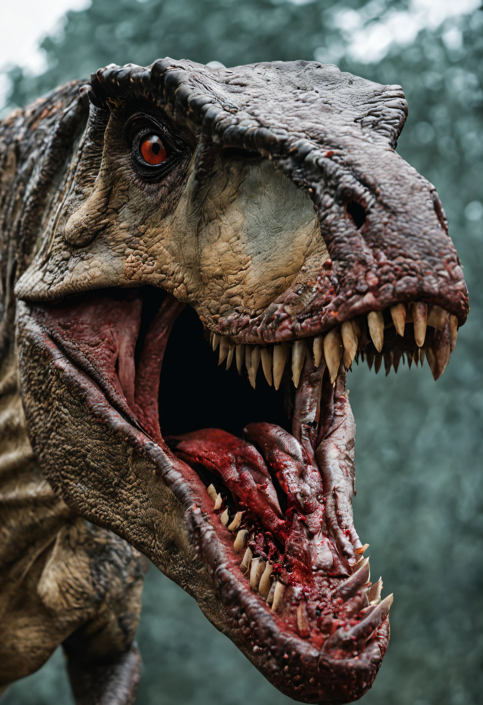 Tyrannosaurus rex blood on face