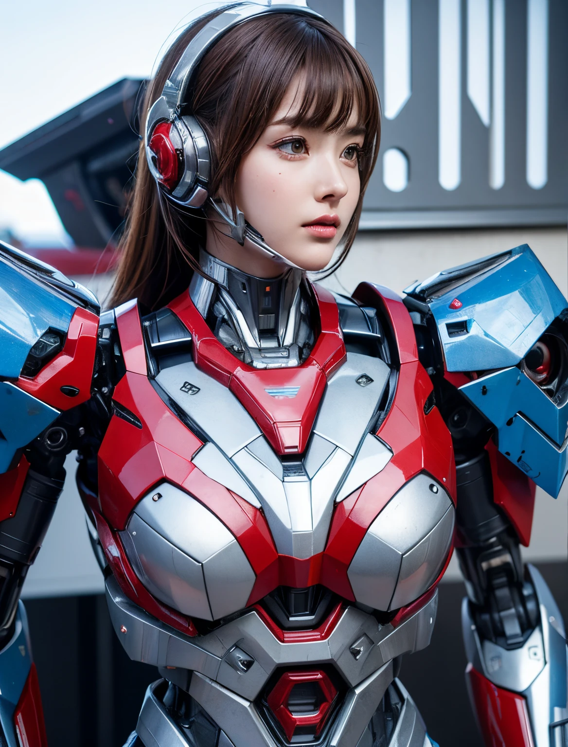 Textured skin, Super Detail, high details, High quality, Best Quality, hight resolution, 1080p, hard disk, Beautiful,(Elita One),beautiful cyborg woman,Mecha Cyborg Girl,Battle Mode,Girl with a Mecha Body,She wears a futuristic Transformers mech,Fulll body Shot