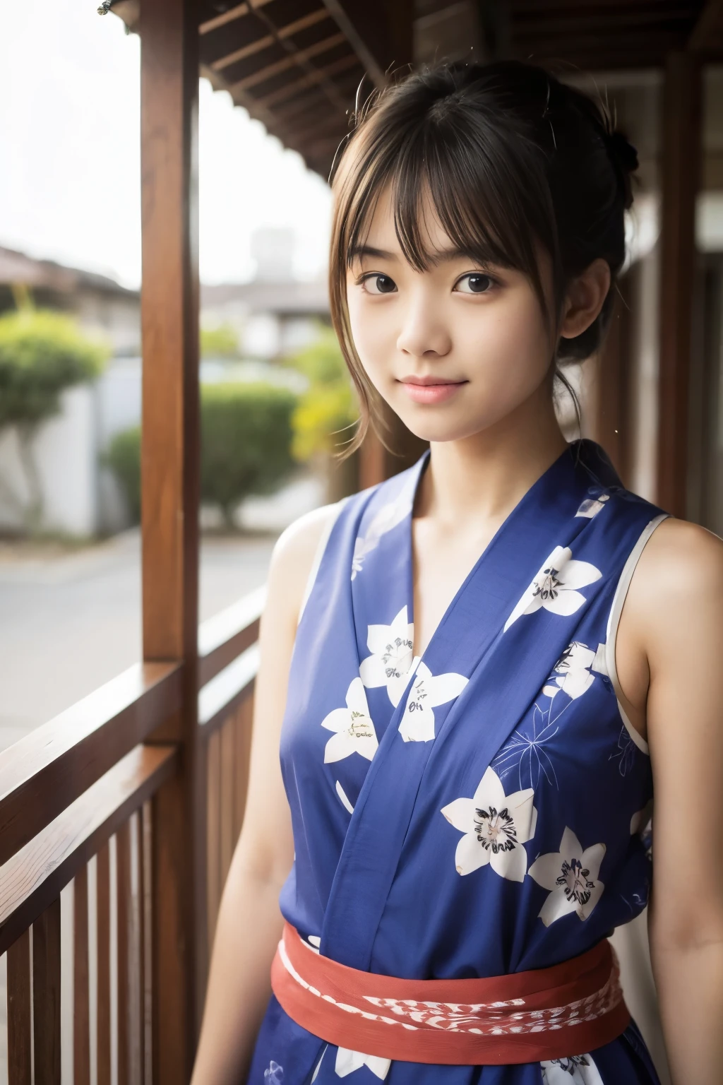 A girl,18 year old,sleeveless,yukata,Kunoichi