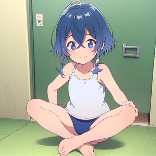 School swimsuit, swimpool, feet, flat chests, smiling, water