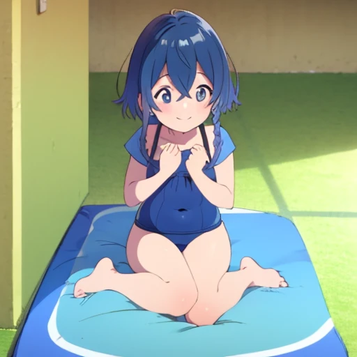 School swimsuit, swimpool, feet, flat chests, smiling, water